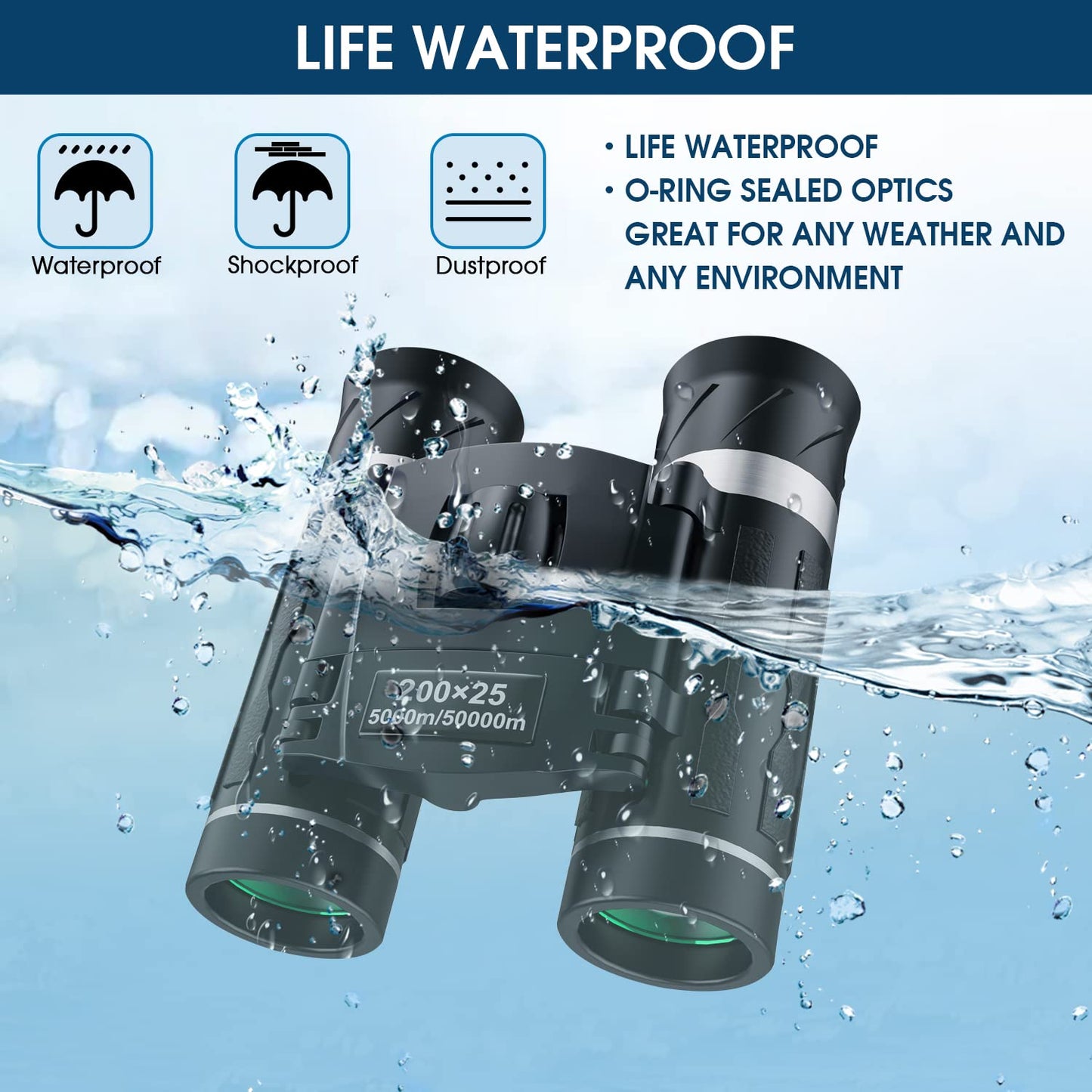 200x25 Compact Binoculars for Adults and Kids, High Powered Mini Pocket Binoculars, Small Binoculars for Bird Watching, Hunting, Concert, Theater, Opera, Travel, Sightseeing, Sport Games
