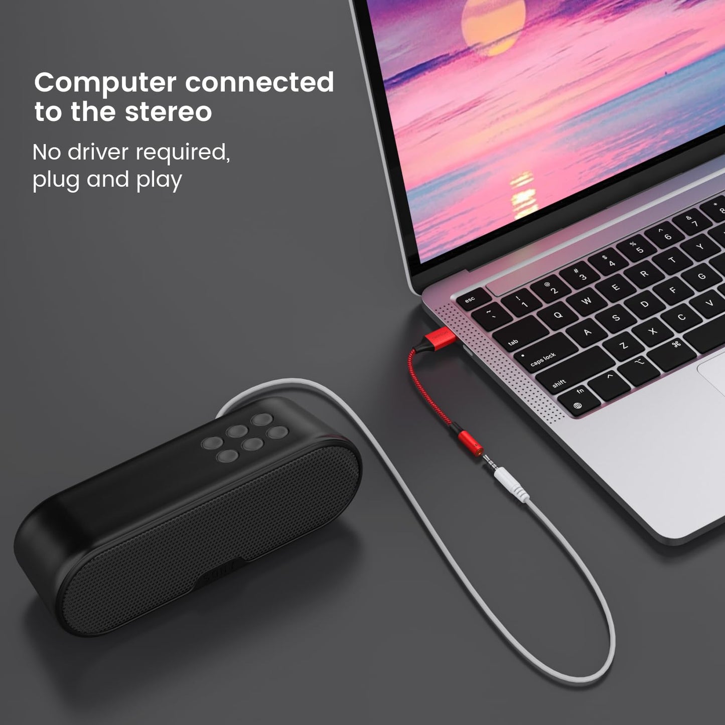MOSWAG USB to 3.5mm Jack Audio Adapter,External Sound Card USB-with 3.5mm Aux Stereo Converter Compatible with Headset,PC,Laptop,Linux,Desktops