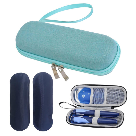 ARROMI Monjaro Insulin Cooler Travel Case – Diabetic Medicine Bag with 2 Ice Packs for Supplies (Blue)