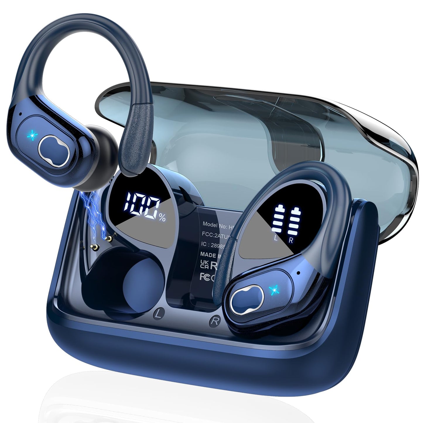 STECEi Wireless Earbuds β 75H Bluetooth 5.4 Earphones with ENC Noise Cancelling Mics, HiFi Stereo Sound, Earhooks, IP7 Waterproof for Running, Gym & Sports (Black)