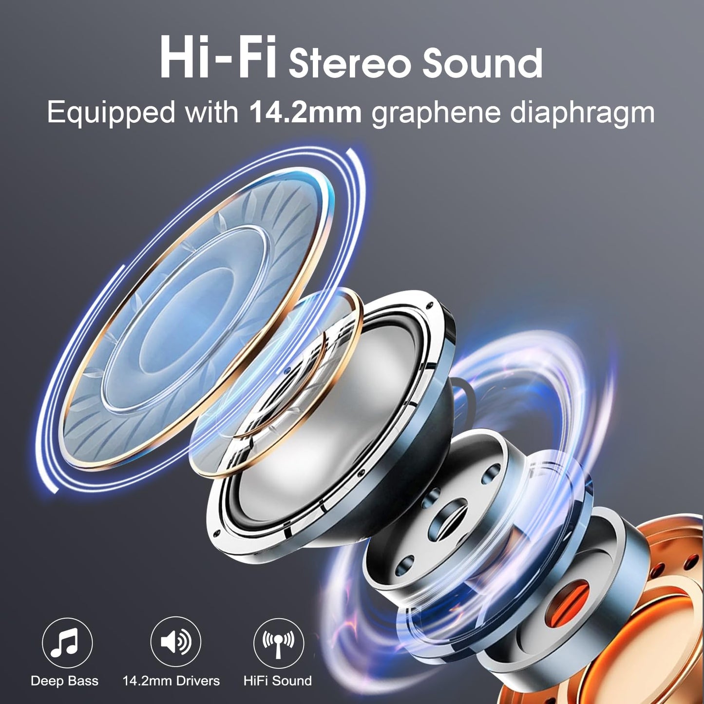 STECEi Wireless Earbuds β 75H Bluetooth 5.4 Earphones with ENC Noise Cancelling Mics, HiFi Stereo Sound, Earhooks, IP7 Waterproof for Running, Gym & Sports (Black)