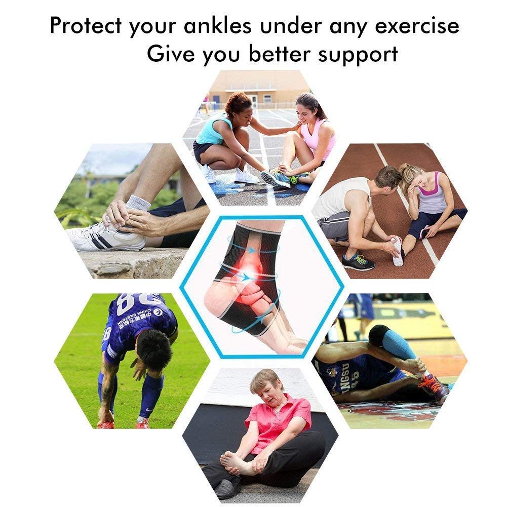 BESKEY Ankle Support Brace Adjustable Breathable Elastic Nylon Material Fit for Most Size Use for Sports
