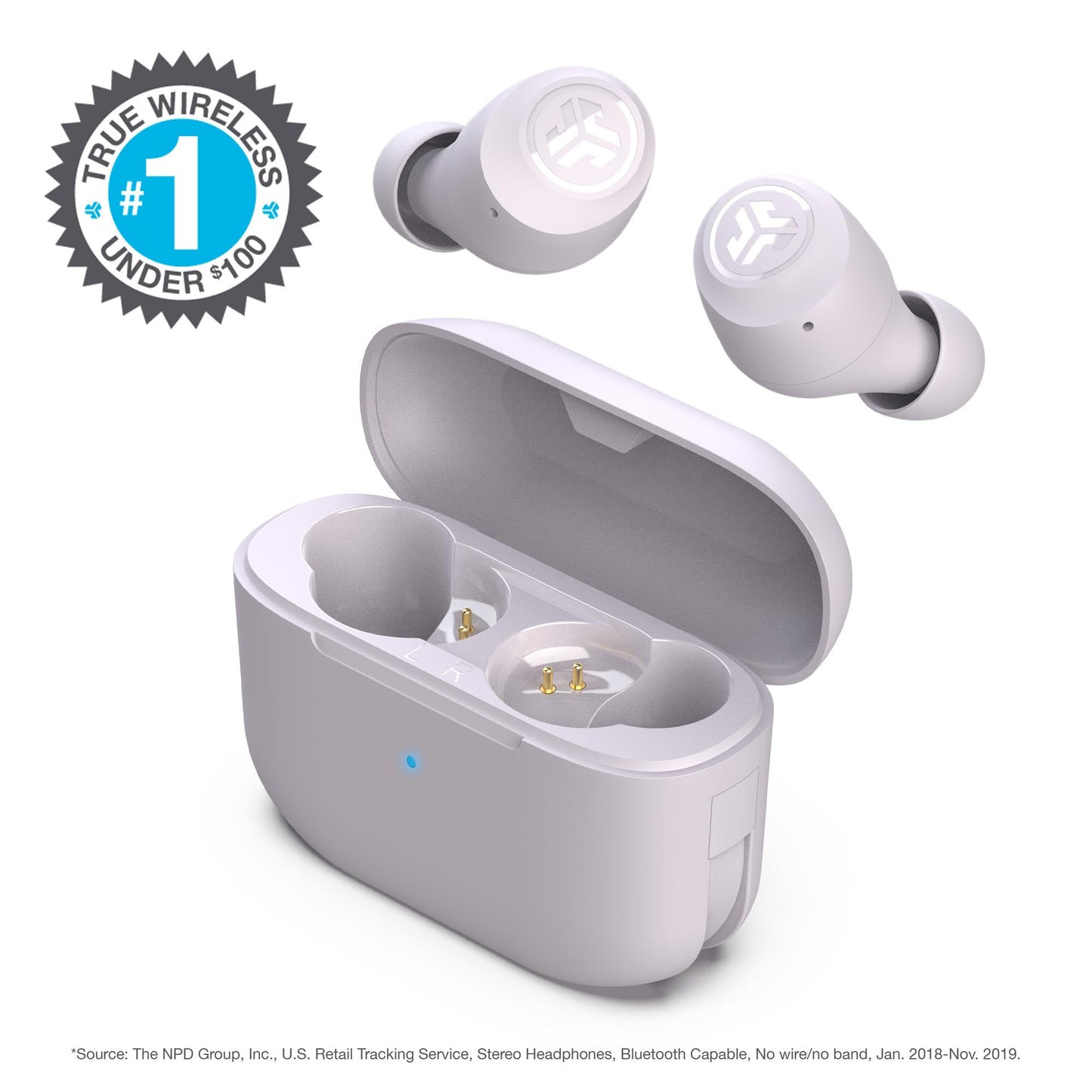 JLab Go Air Pop+ True Wireless Earbuds – Bluetooth Earphones with 35H Playtime, USB-C Charging Case, EQ3 Sound & Multipoint, Black