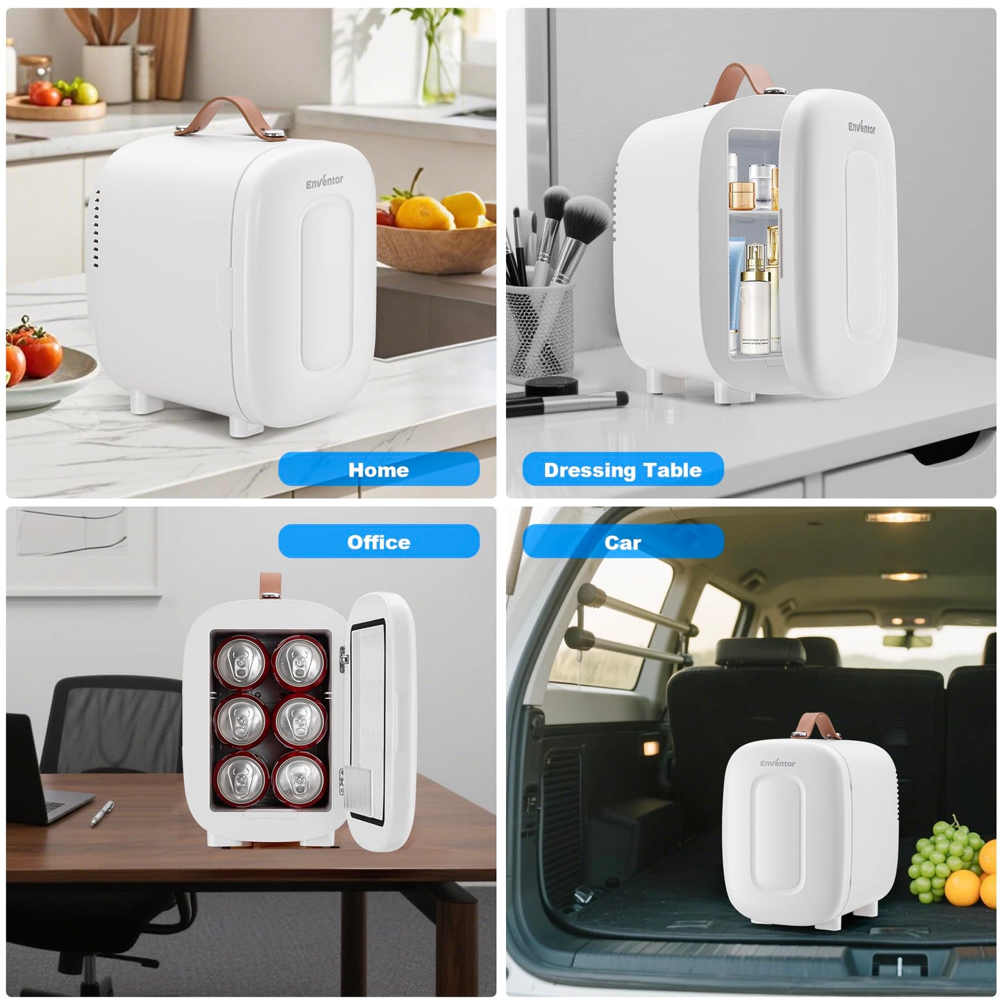 Enventor Mini Fridge 4 Litre/ 6 Can, AC+12V DC Power, Portable Cooler & Warmer, Small Fridge for Bedrooms, Car, Skincare, Fruit and Drinks, Black
