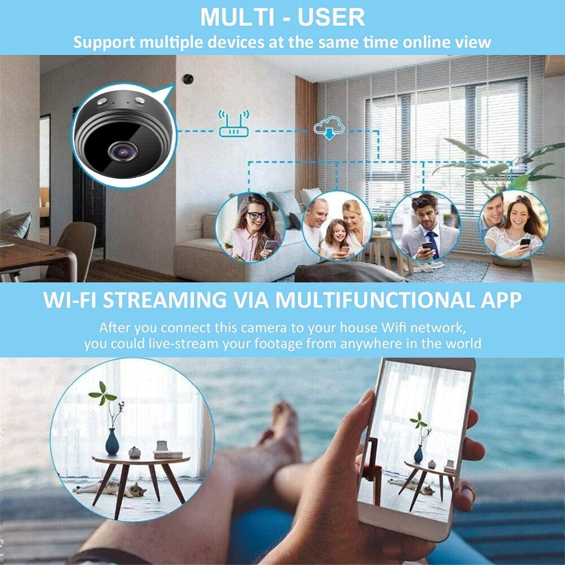 KXYINOS 1080P HD WiFi Nanny Camera with Night Vision & Motion Detection – Hidden Spy Camera for Home Security Indoor & Outdoor