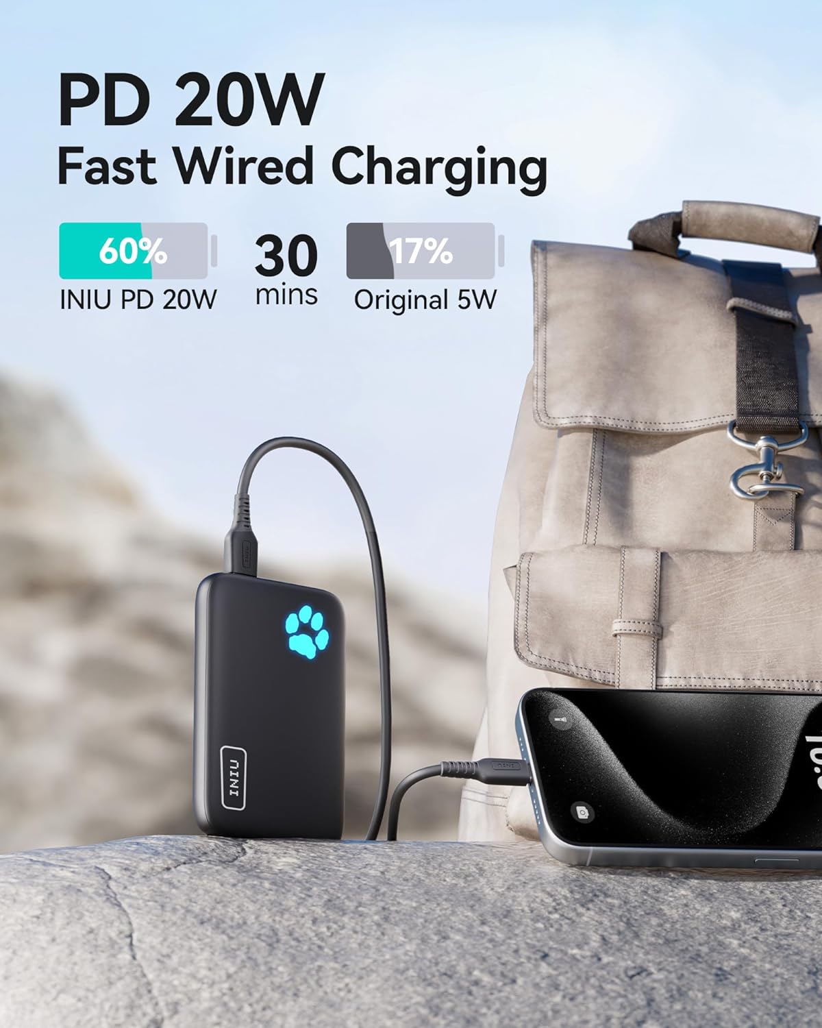 INIU MagSafe Power Bank 10000mAh – 20W Magnetic Fast Charging Portable Charger with USB-C In/Out, Wireless PowerBank for iPhone