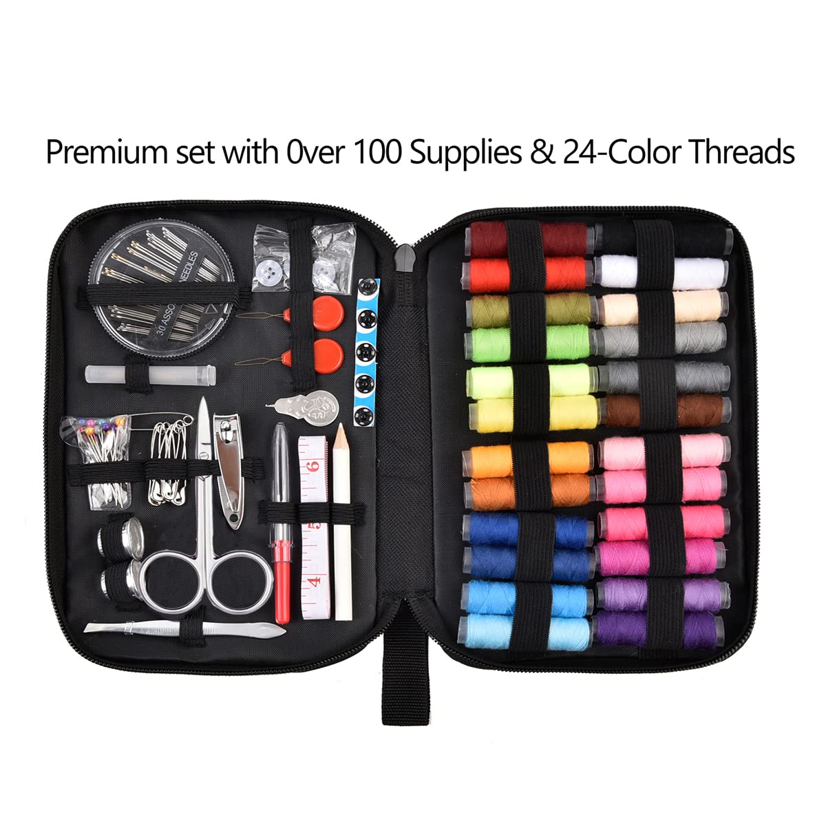 AUERVO Travel Mini Sewing Kit, Over 70 Premium Supplies, Filled with Needles, Scissors, Thimble, Thread, Tape Measure