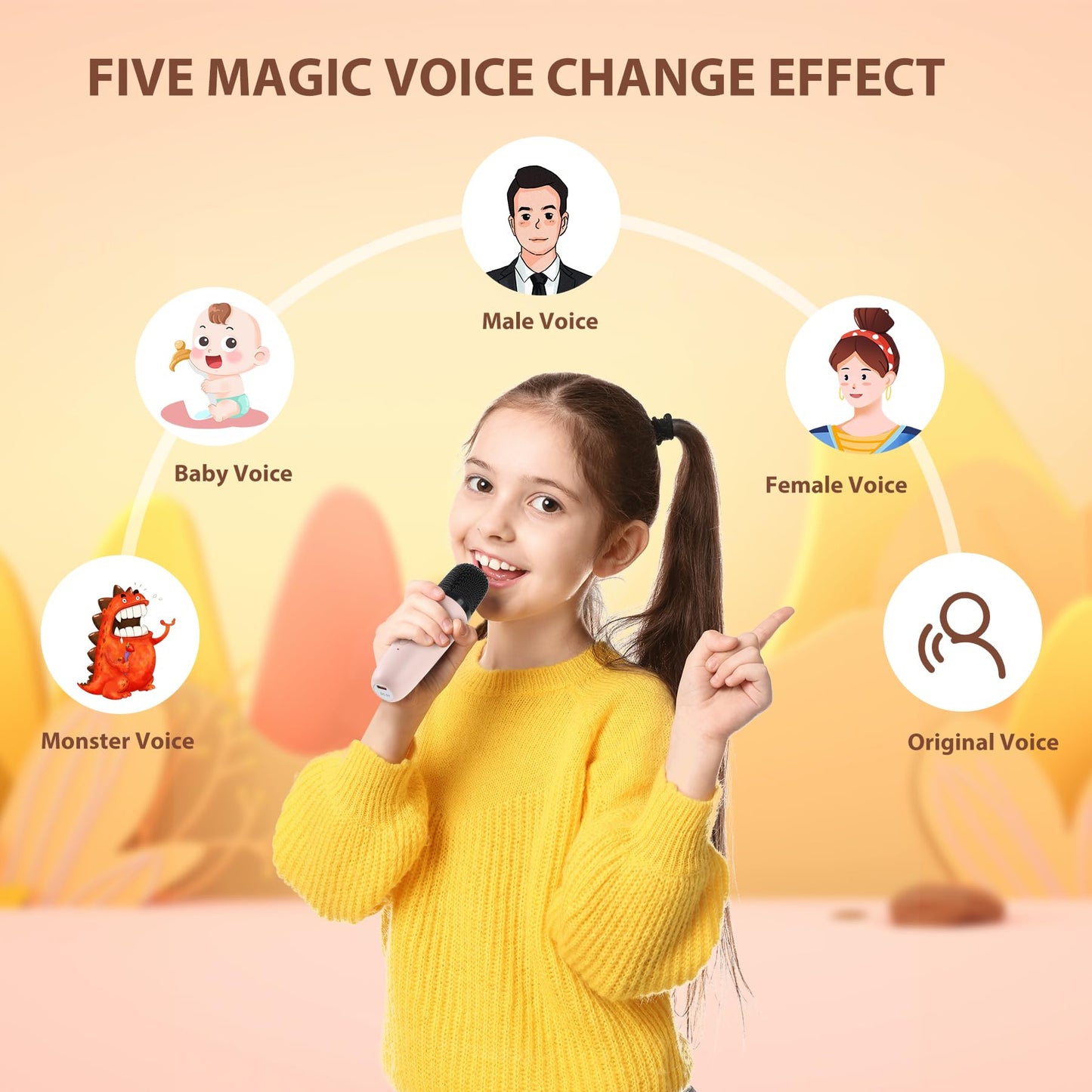 Jeefu Kids Karaoke Toys Machines with 1 Microphone, Toys for 3-12 Years Old Girls Gifts, Mini Kids Bluetooth Sperker Toy for Singing, Christmas Birthday Gifts