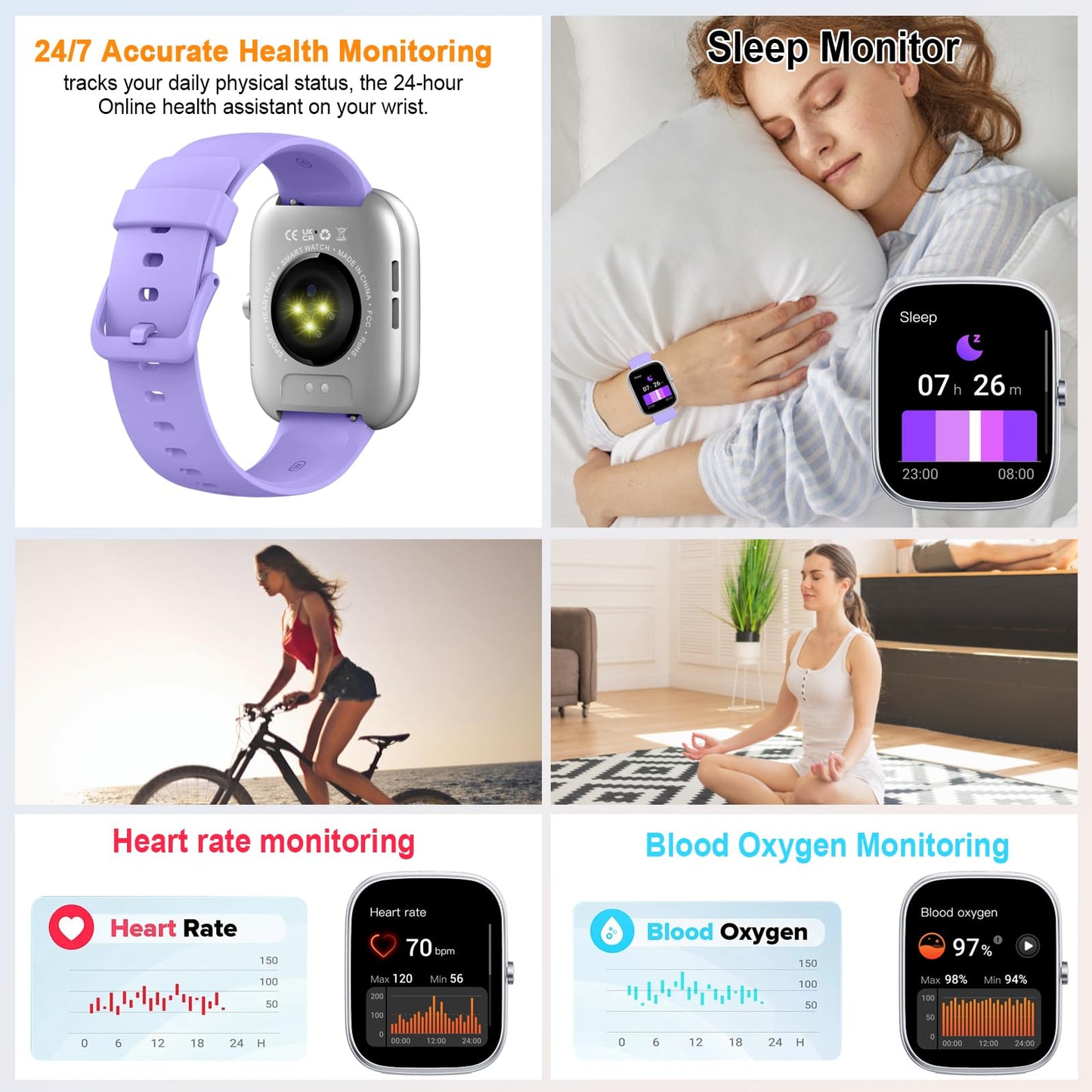 Smart Watch for Men Women Answer/Make Calls, 1.91" Fitness with Heart Rate Sleep Monitor, Step Counter Fitness Sports Activity Waterproof