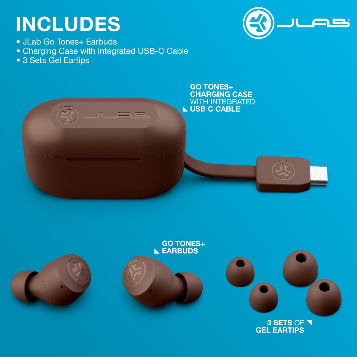 JLab Go Air Pop+ True Wireless Earbuds – Bluetooth Earphones with 35H Playtime, USB-C Charging Case, EQ3 Sound & Multipoint, Black