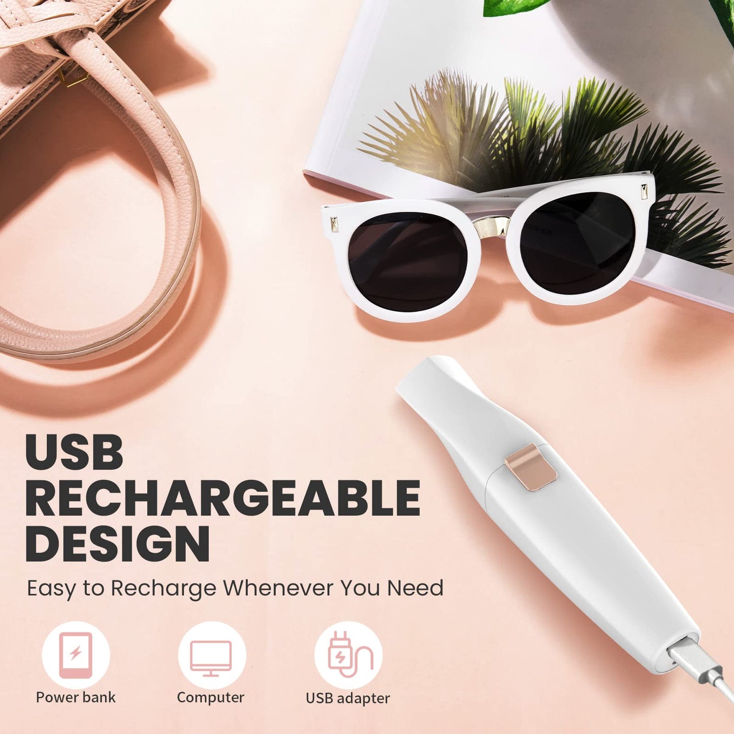 Facial Hair Remover for Women & Eyebrow Trimmer, 2 in 1 Rechargeable Facial Epilators with LED Light - Electric Hair Trimmer for Face
