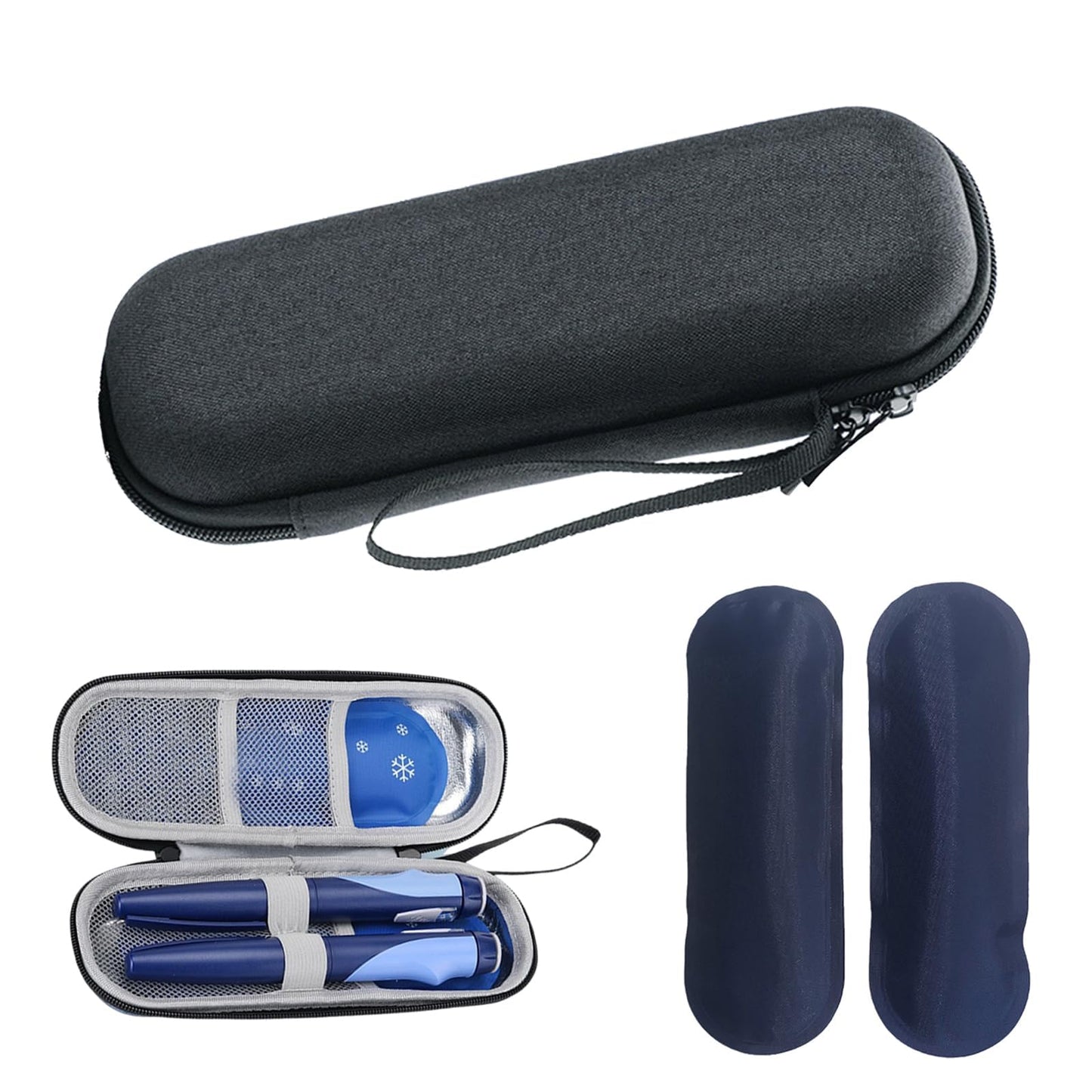 ARROMI Monjaro Insulin Cooler Travel Case – Diabetic Medicine Bag with 2 Ice Packs for Supplies (Blue)