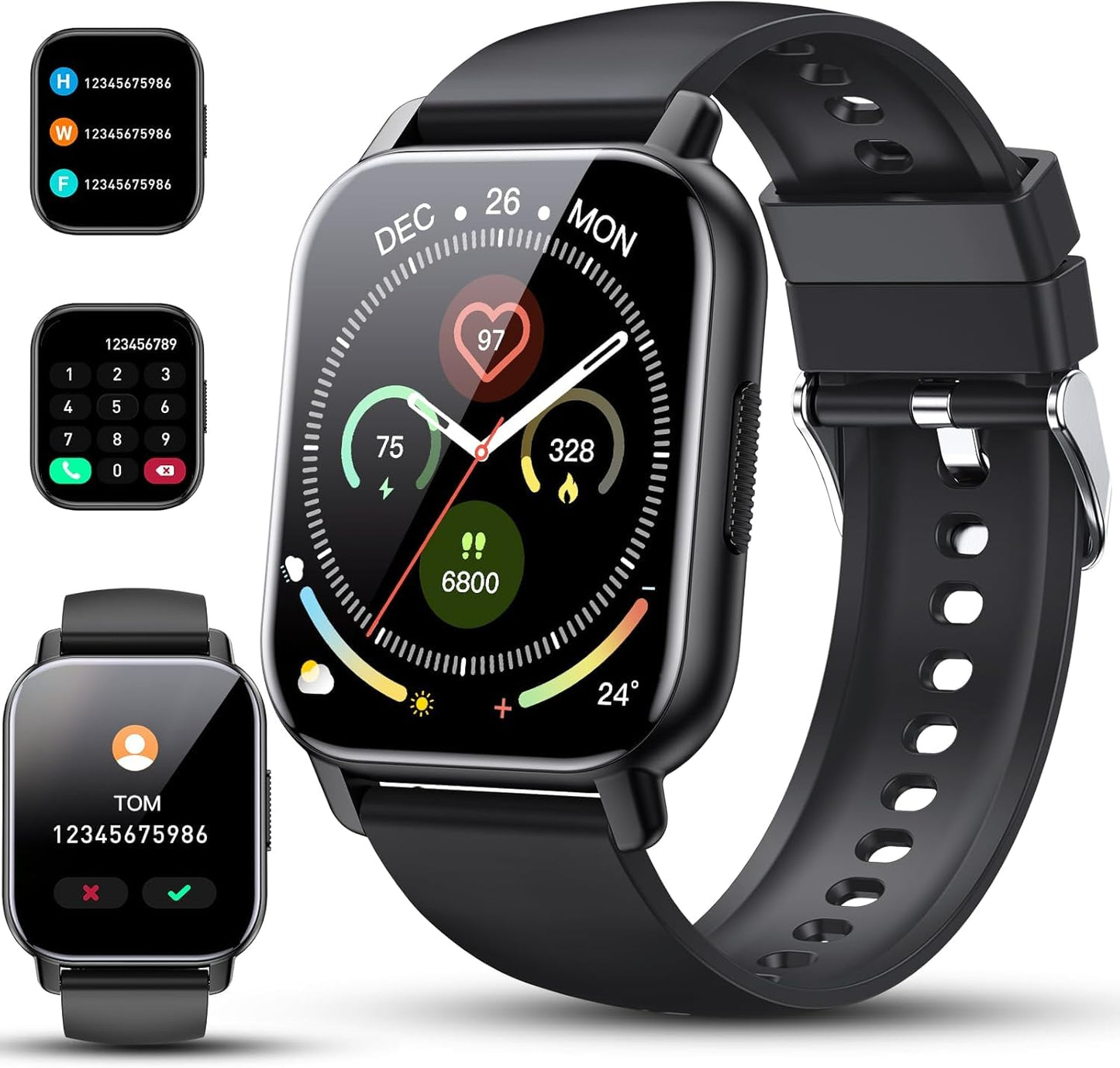 Smart Watch for Men & Women with Call Function, 1.95" HD Display, Heart Rate, SpO2, Sleep Tracker, 100+ Sports Modes, IP68 Waterproof Fitness Tracker for Android & iOS