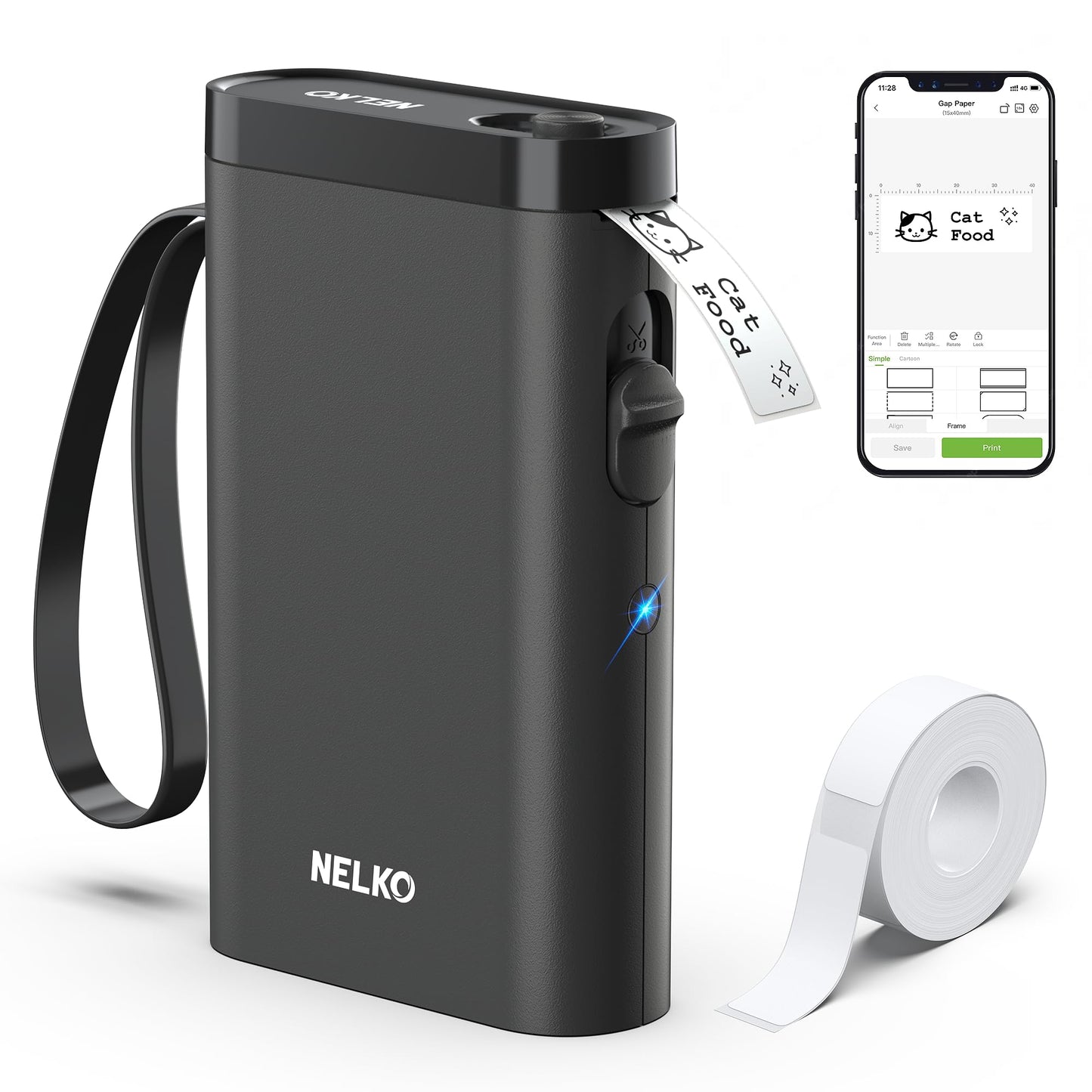 Nelko Label Maker Machine P21 – Bluetooth Portable Label Printer with Tape, Mini Wireless Sticker Maker for Organizing, Barcode, Home & Office – White