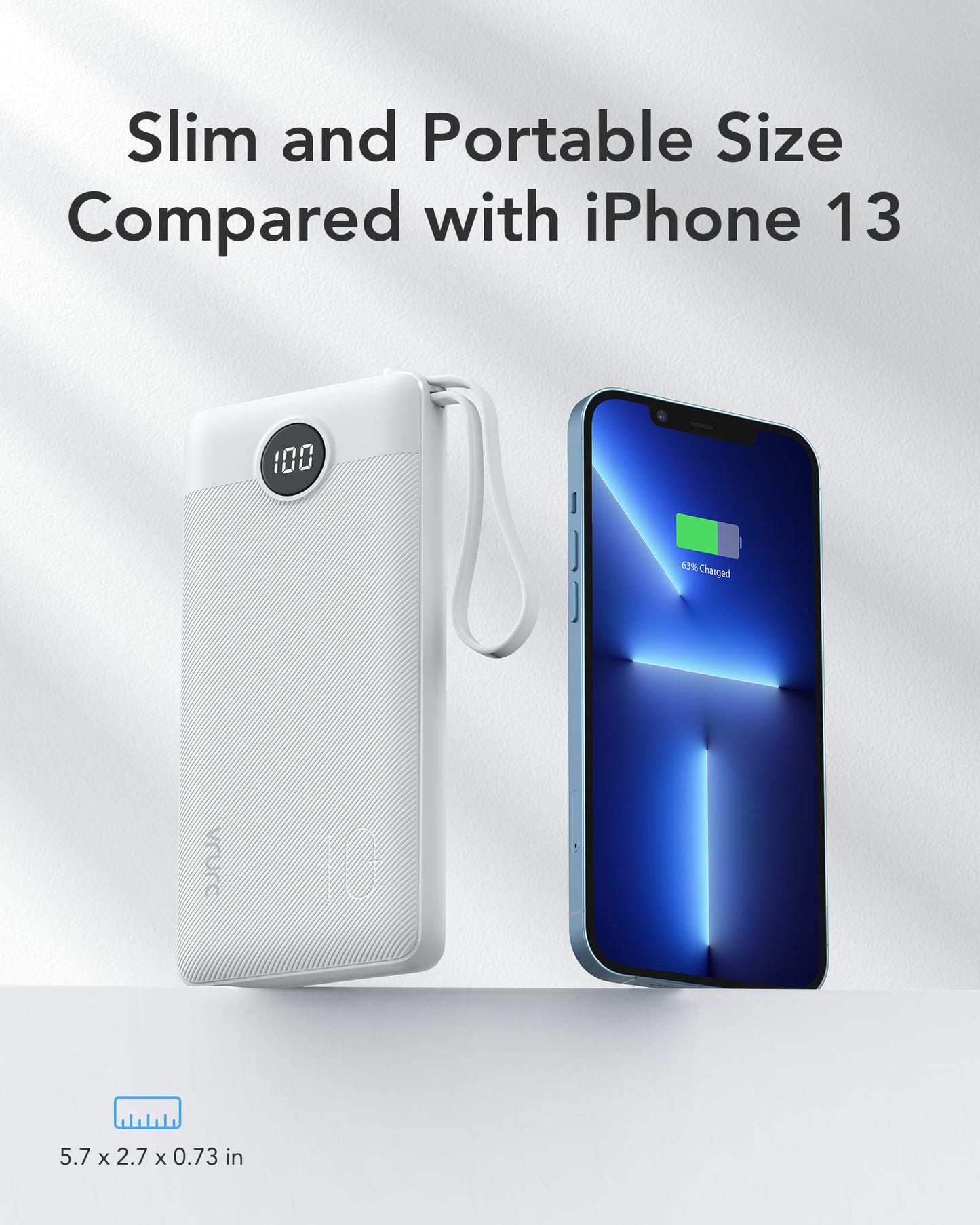 Power Bank With Built in Cables VRURC 10000mAh ,USB C Battery Pack Portable Charger with 5 Outputs 2 Inputs Powerbank LED Display compatible with iPhone 14 13 12 Samsung S21 S20 Xiaomi iPad