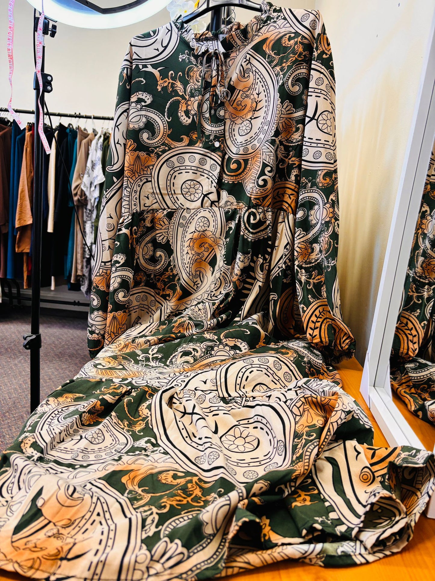 Summer Print Long Sleeve & Long Dress with New Fashion Style