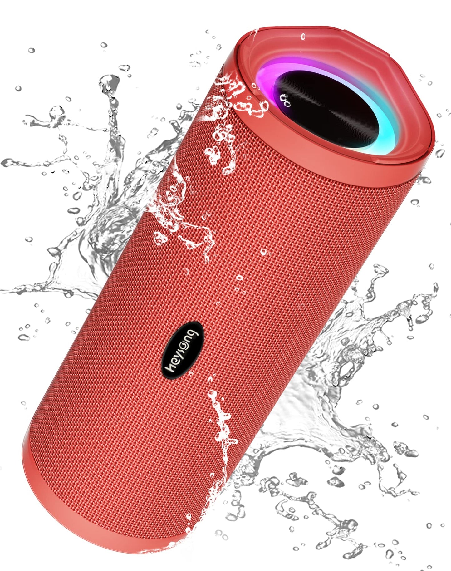 HEYSONG Portable Waterproof Bluetooth Speaker with LED Light – IPX7 Floating, Enhanced Bass, 40H Playtime, TF Card, True Wireless Stereo