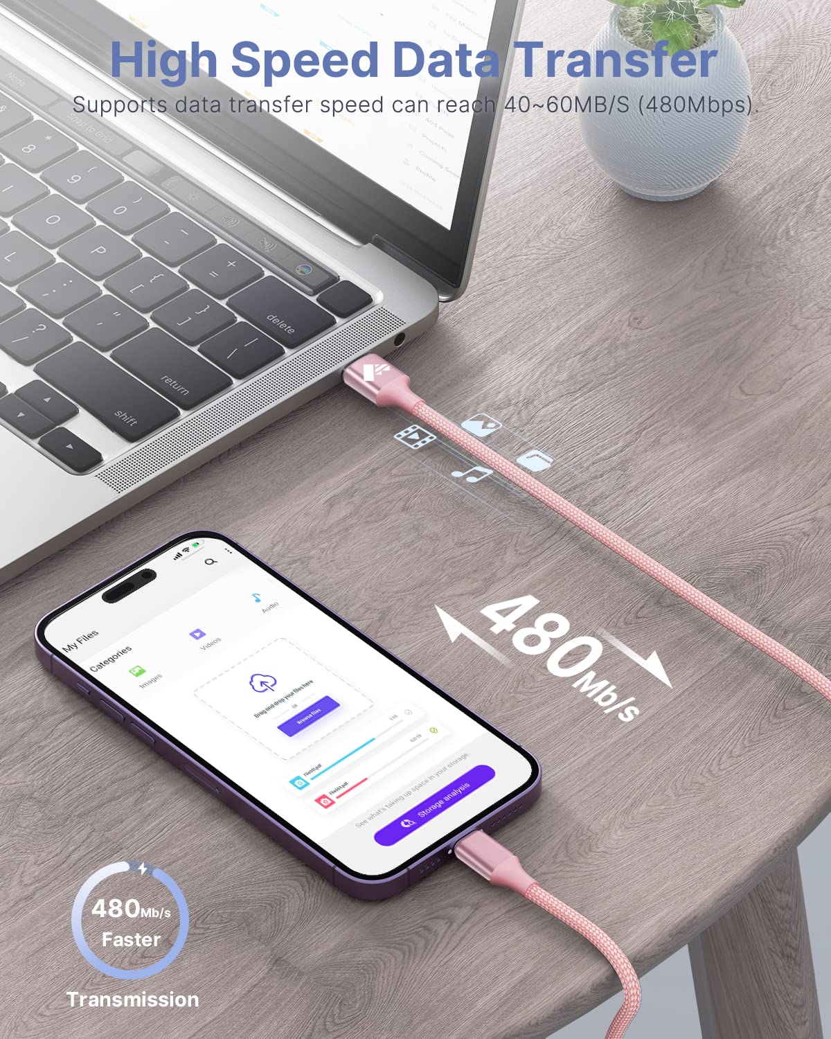 Aioneus iPhone Charger Cable 2M, MFi Certified Lightning Fast Charging Cable Lead Nylon Lightning to USB Cable for iPhone 14 13 12 11 Pro Max XS XR X 8 7 6 Plus 5 SE
