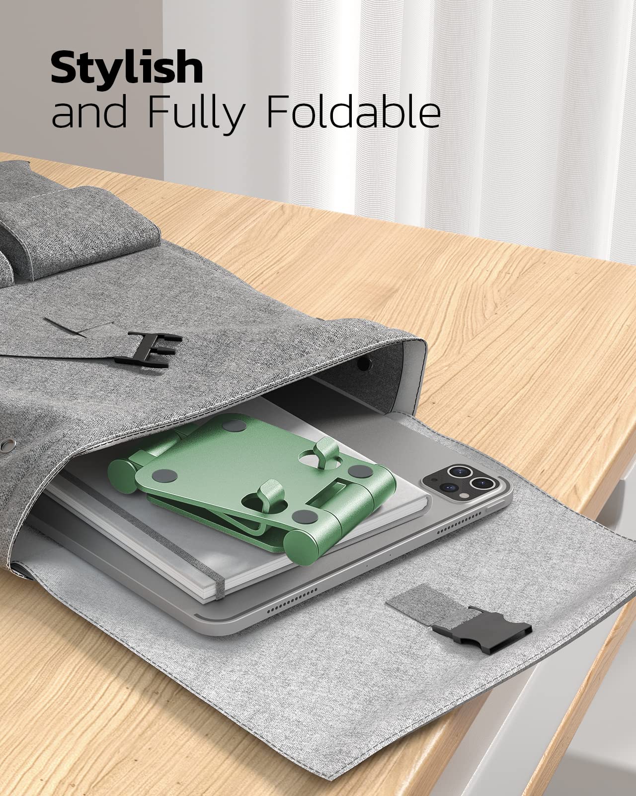 NULAXY Phone Stand, Fully Foldable Angle Height Adjustable Mobile Phone Holder Stand Dock Aluminum Desk Compatible with iPhone 15 14 13 12 11 Pro Max, HUAWEI, Galaxy, All Phones