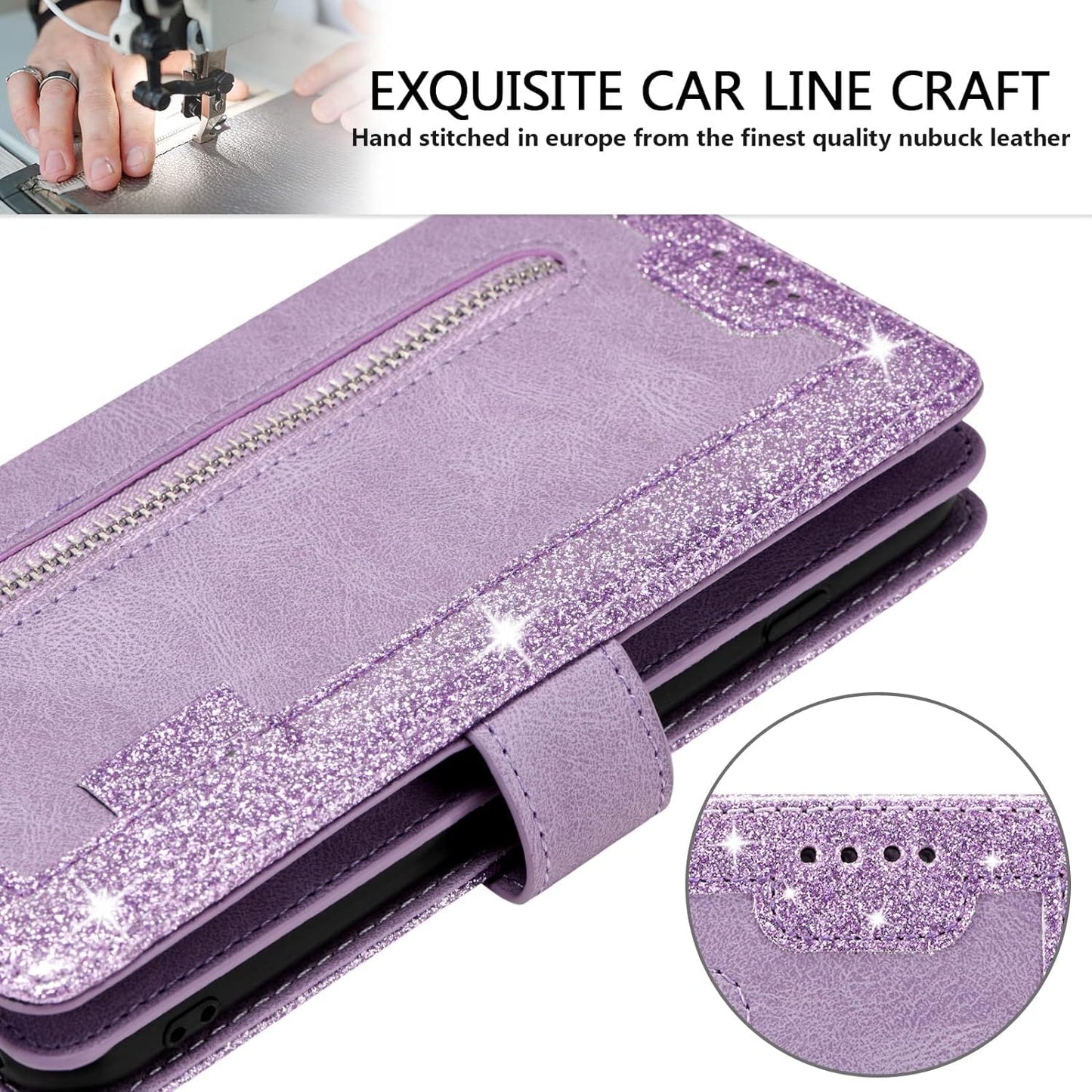 UEEBAI Wallet Case for Samsung Galaxy A15 – Retro PU Leather Flip Cover with 9 Card Slots, Zipper Pocket, Magnetic Closure, Kickstand & Wrist Strap, Shockproof Protective Case