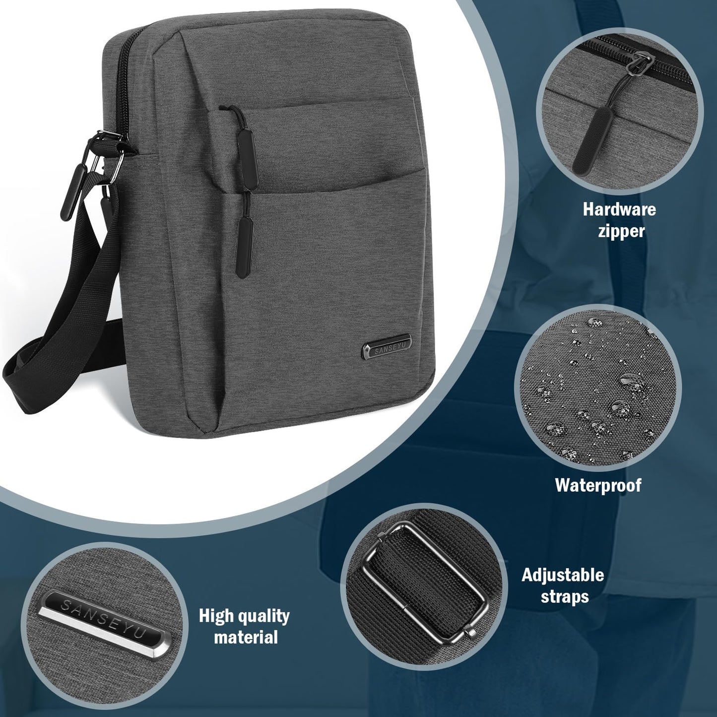 Messenger Bag Shoulder Crossbody Bags Men's Small Side Casual Handbag Waterproof Anti Theft Lightweight and Multiple Pockets for Men Women Outdoor Daily Use