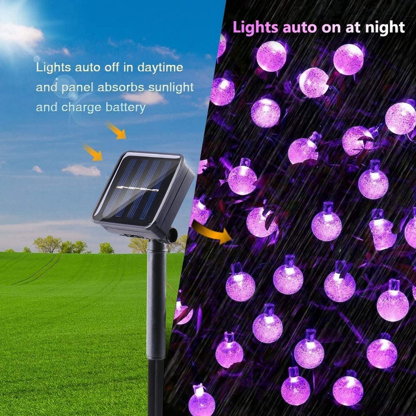 Lezonic Solar Fairy Lights Outdoor – 50 LED Waterproof String Lights
