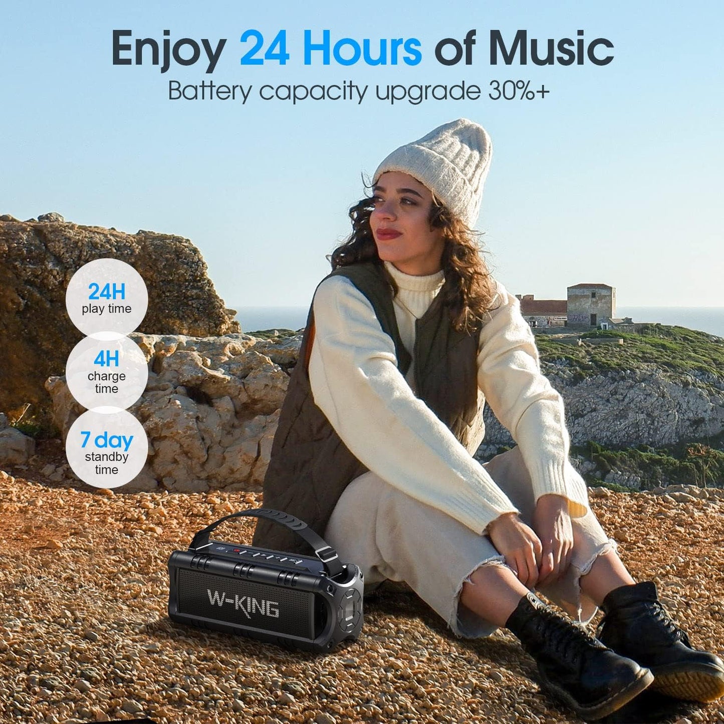 WKING Bluetooth Speaker, 30W Portable Wireless Loud Speakers Waterproof Outdoor Speaker with Punchy Bass,USB Playback -Powerful Speaker for Home, Party, Camping