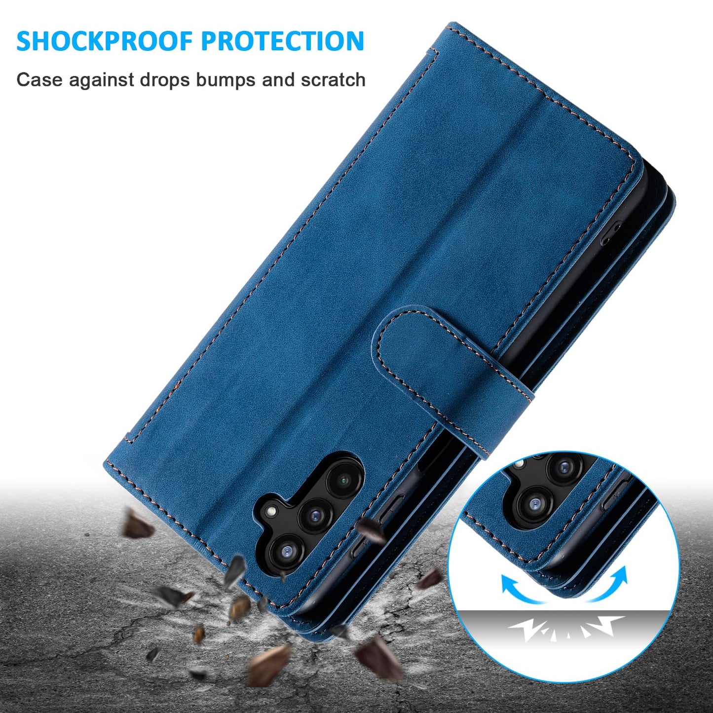 UEEBAI Wallet Case for Samsung Galaxy A15 – Retro PU Leather Flip Cover with 9 Card Slots, Zipper Pocket, Magnetic Closure, Kickstand & Wrist Strap, Shockproof Protective Case