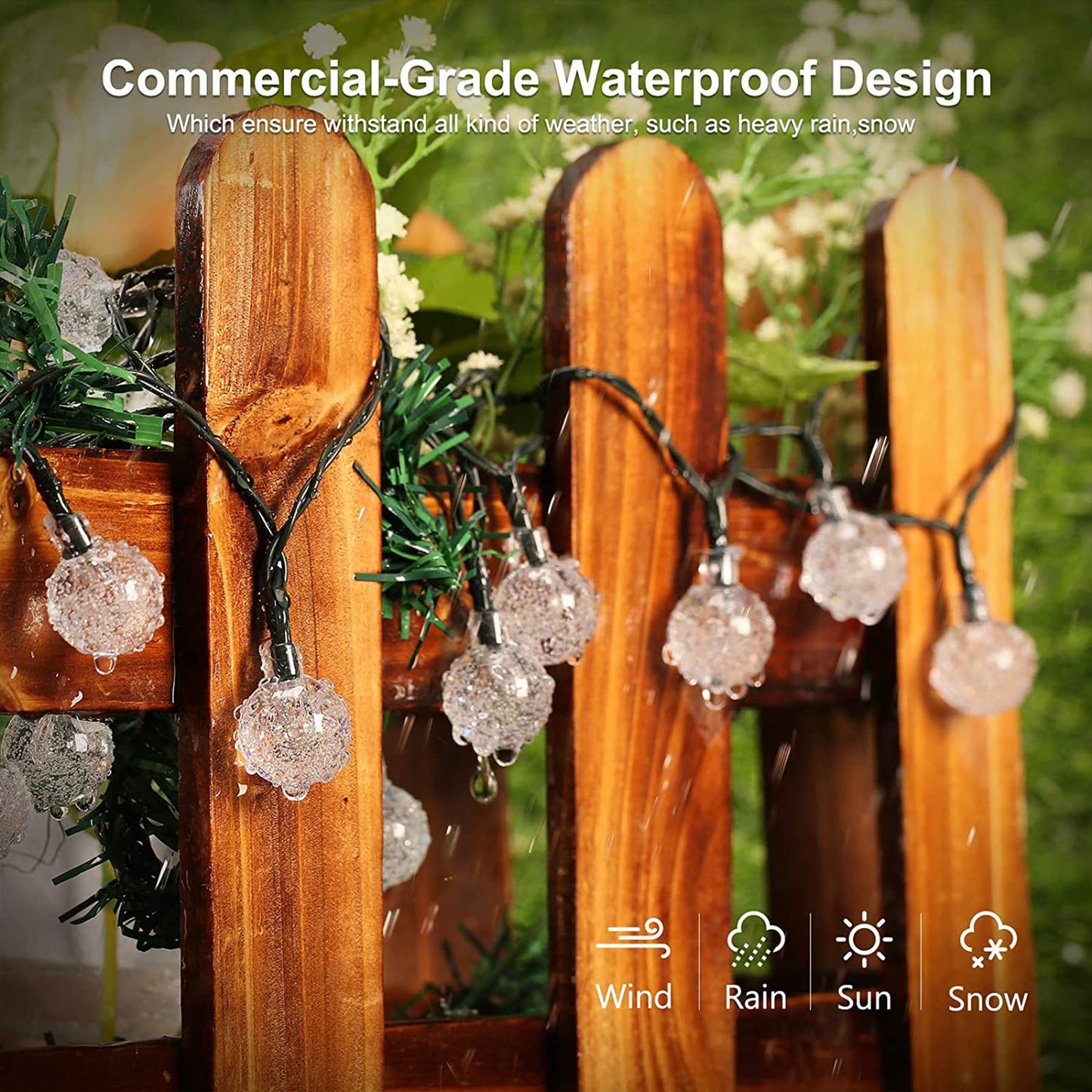 Lezonic Solar Fairy Lights Outdoor – 50 LED Waterproof String Lights