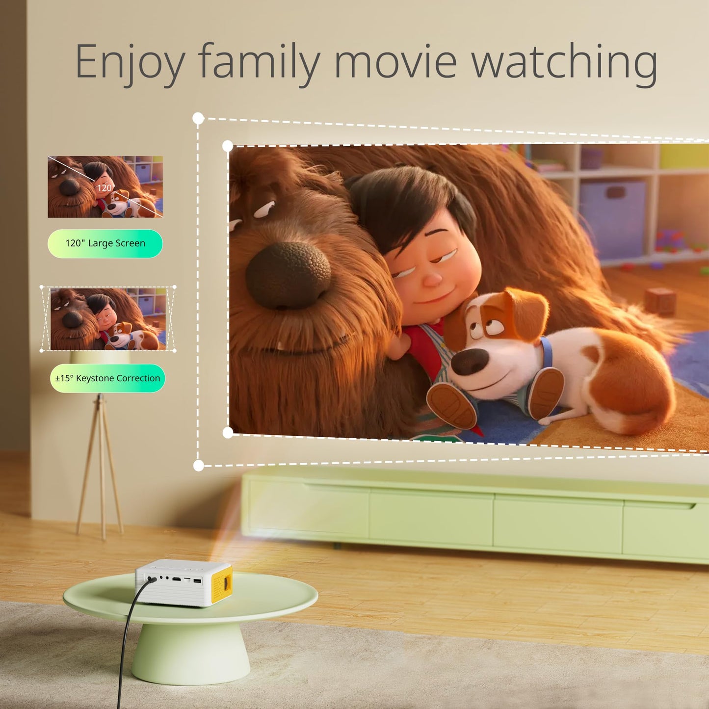 YOTON Y3 Mini Projector, Portable Phone Projector 1080P Full HD Support, Home Theater Movie Projector, Small Video Projector Compatible with HDMI,Smartphone,Tablet