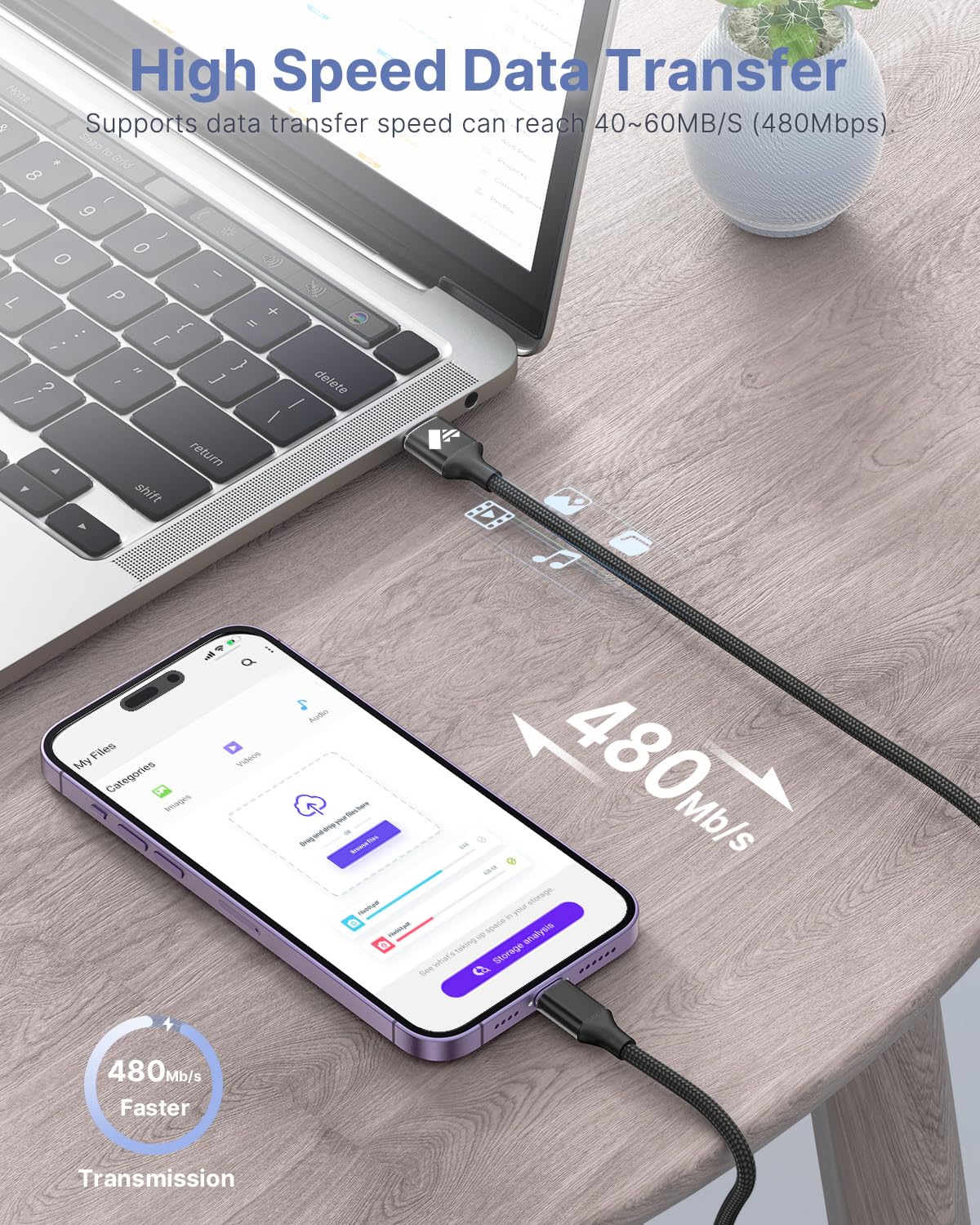 Aioneus iPhone Charger Cable 2M, MFi Certified Lightning Fast Charging Cable Lead Nylon Lightning to USB Cable for iPhone 14 13 12 11 Pro Max XS XR X 8 7 6 Plus 5 SE