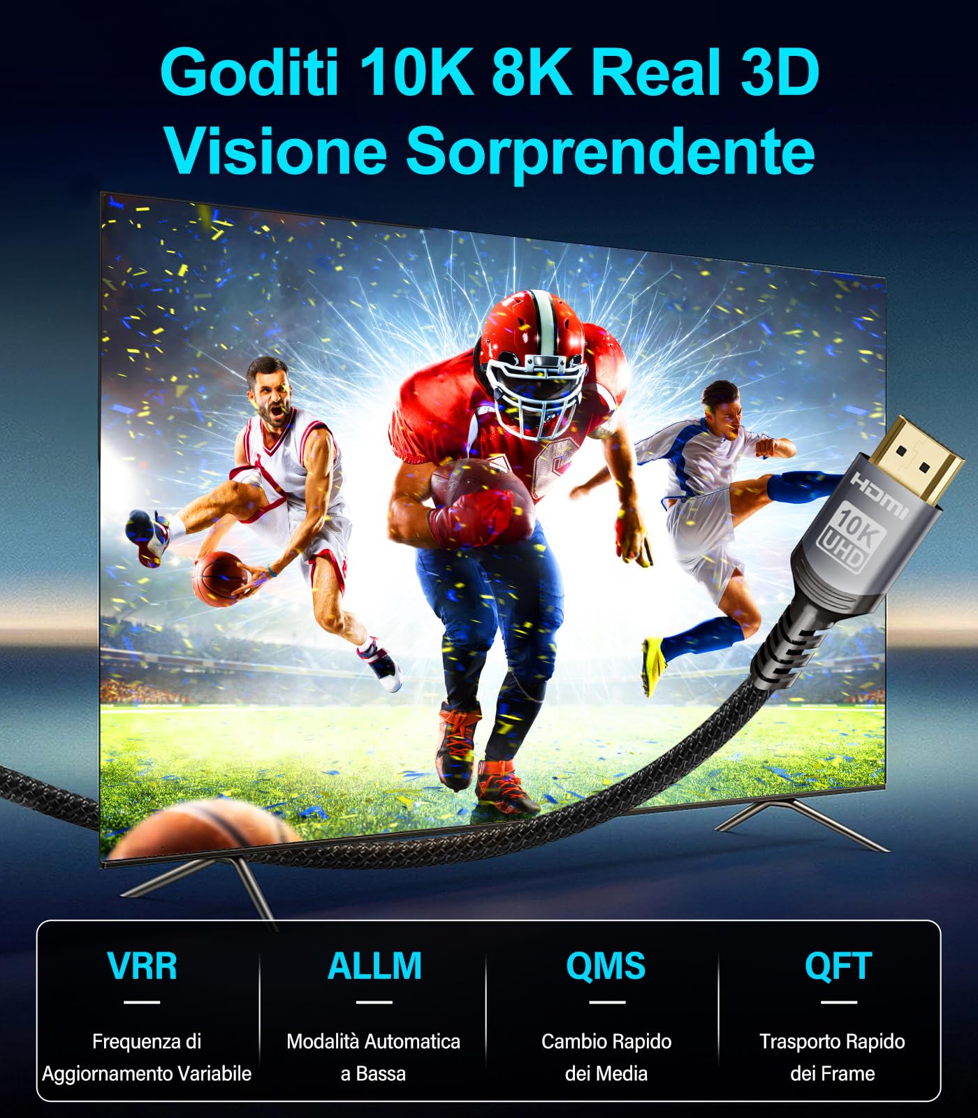 Sniokco 10K 8K HDMI 2.1 Cable 2M, Certified 48Gbps Ultra High Speed HDMI® Cable 0.01ms 4K 240Hz 165Hz 120Hz 8K 60Hz eARC Netflix HDCP 2.3 2.2 DTS:X HDR10+ TV Monitor Projector Roku Sky-Q PS5 X-box