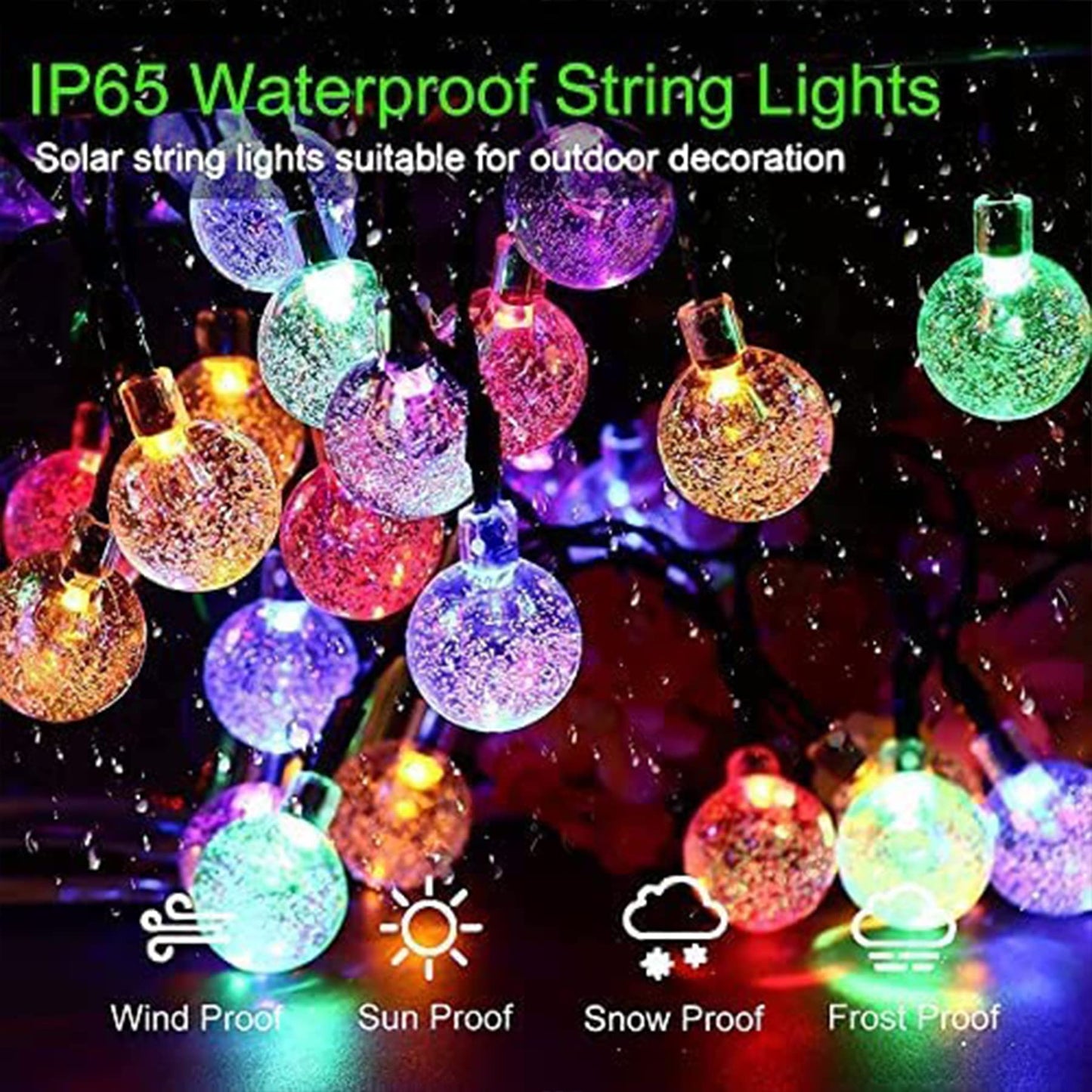 Lezonic Solar Fairy Lights Outdoor – 50 LED Waterproof String Lights