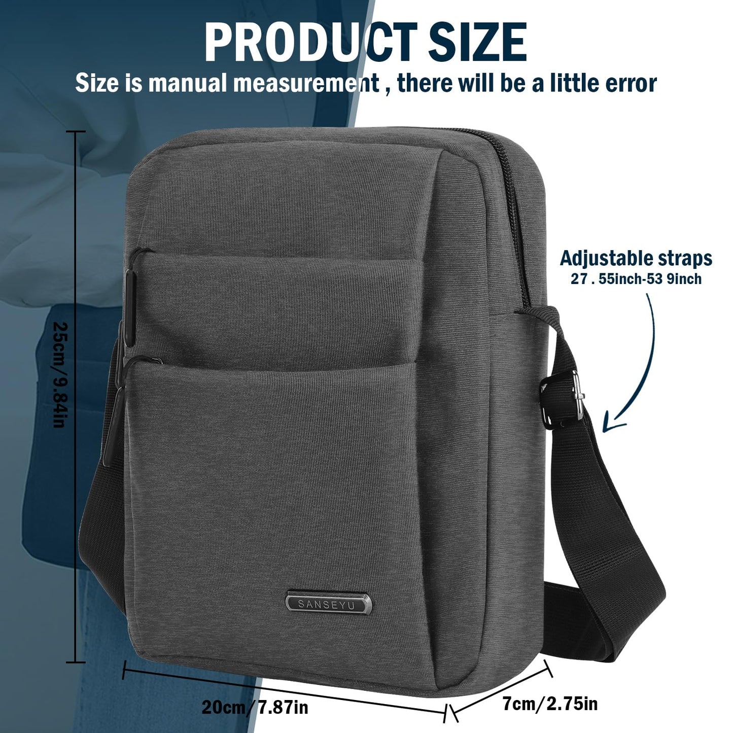 Messenger Bag Shoulder Crossbody Bags Men's Small Side Casual Handbag Waterproof Anti Theft Lightweight and Multiple Pockets for Men Women Outdoor Daily Use