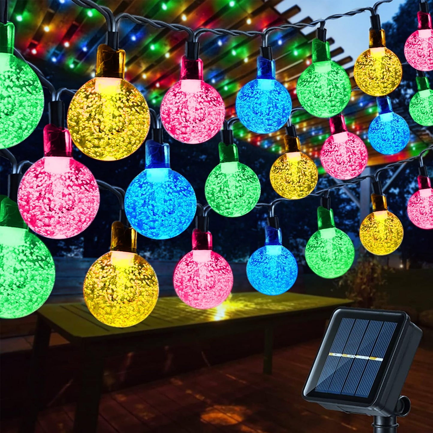Solar Garden Lights Outdoor, 36ft 60 LED Solar String Lights Waterproof, Solar Powered Crystal Ball Indoor/Outdoor Fairy Lights Decorative Lights for Garden, Patio, Yard, Festival, Parties (White)