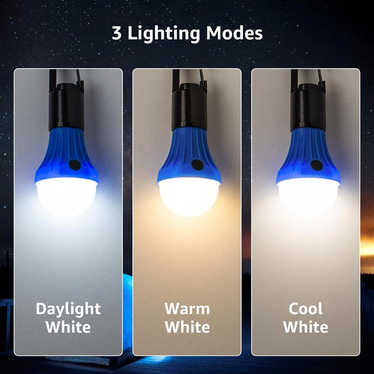 Lepro Camping Lights, Battery Powered Tent Lights, Warm White and Daylight Modes, Camping Accessories, Hanging Camping Lantern, Battery Lights for Power Cuts