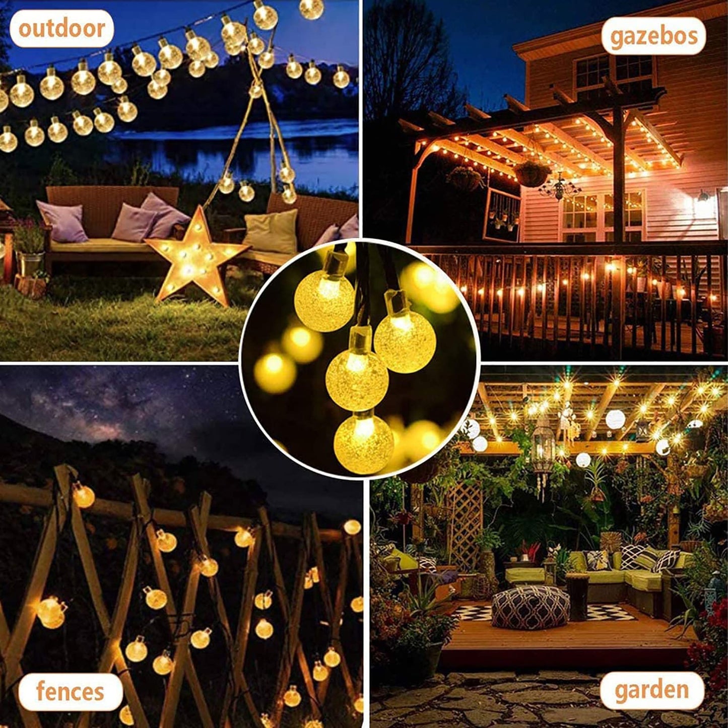 Lezonic Solar Fairy Lights Outdoor – 50 LED Waterproof String Lights