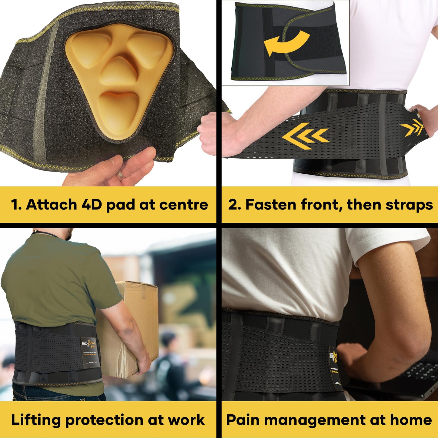MEDiBrace Back Support Belt Back Brace for Lower Lumbar Pain Relief for Men and Women - Medical Grade Orthopaedic Waist Compression for Sciatica Nerve, Scoliosis
