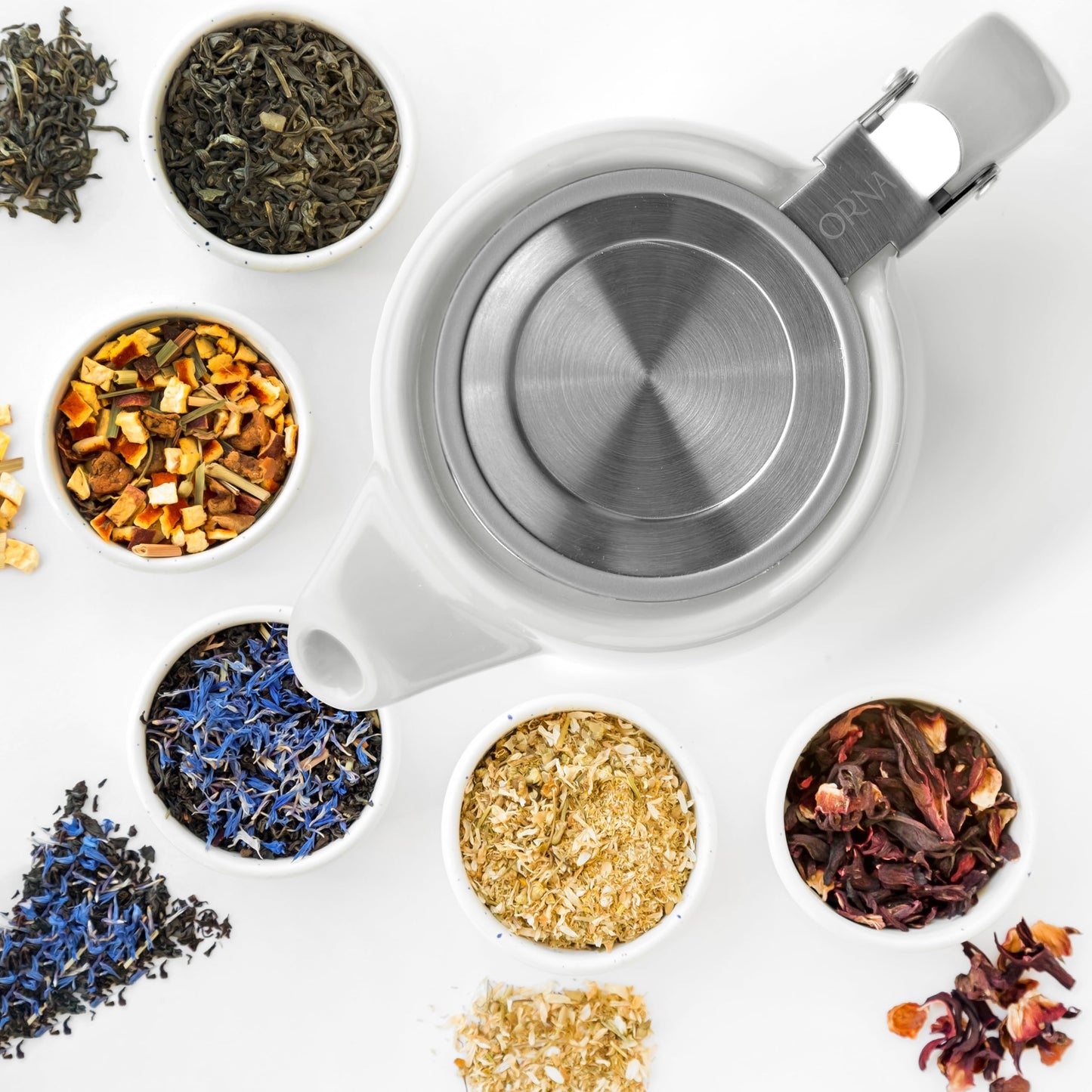 ORNA Ceramic Loose Leaf Teapot with Infuser Strainer and Lid – Small Porcelain Tea Pot Brewer for One or 2 Person