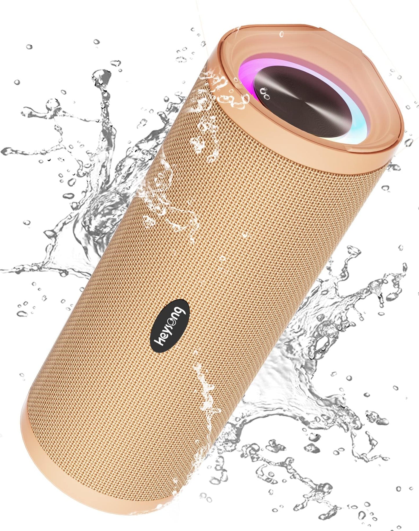 HEYSONG Portable Waterproof Bluetooth Speaker with LED Light – IPX7 Floating, Enhanced Bass, 40H Playtime, TF Card, True Wireless Stereo