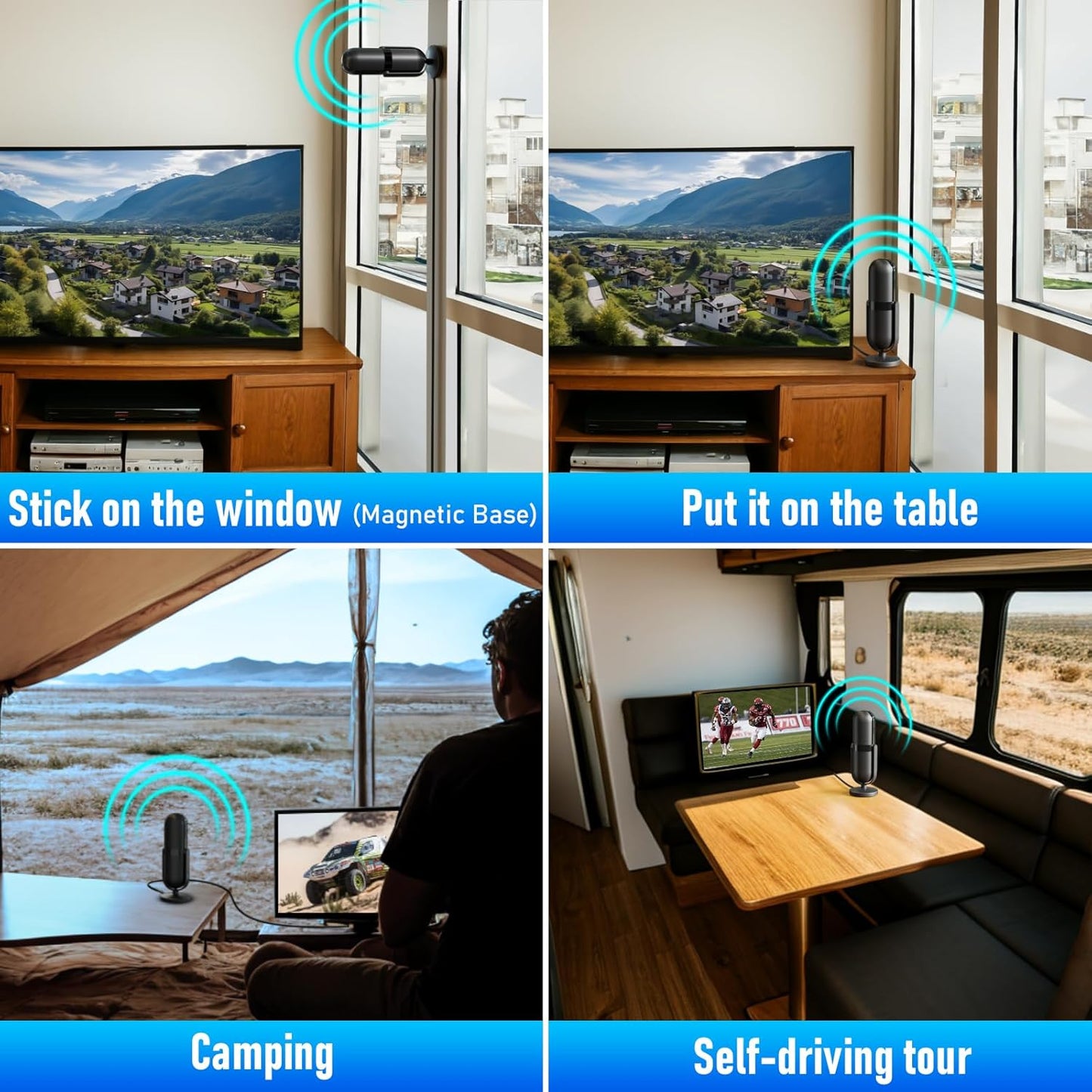 Diswoe TV Aerial, Indoor TV Aerial for Smart TV with Signal Booster High Gain Freeview TV Antenna for TV 4K 1080P HDTV & VHF UHF DAB Radio with 16.4Ft Coax Cable
