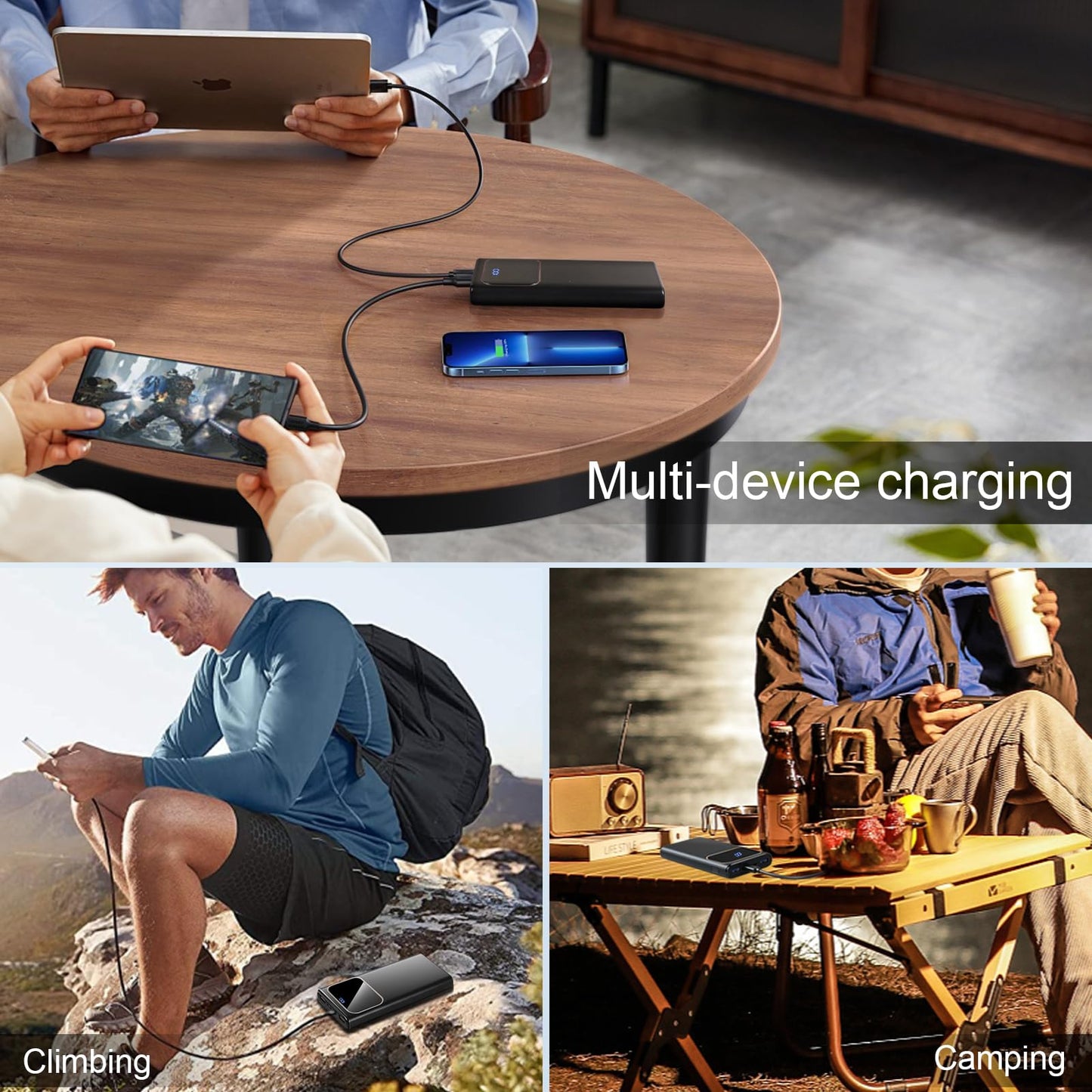 Power Bank, 10000mAh High-Speed Charging Dual Current Mode Battery Pack with USB C Input & Output, PD15W PowerBank for iPhone Plus Pro Max Mini Samsung Xiaomi iPad