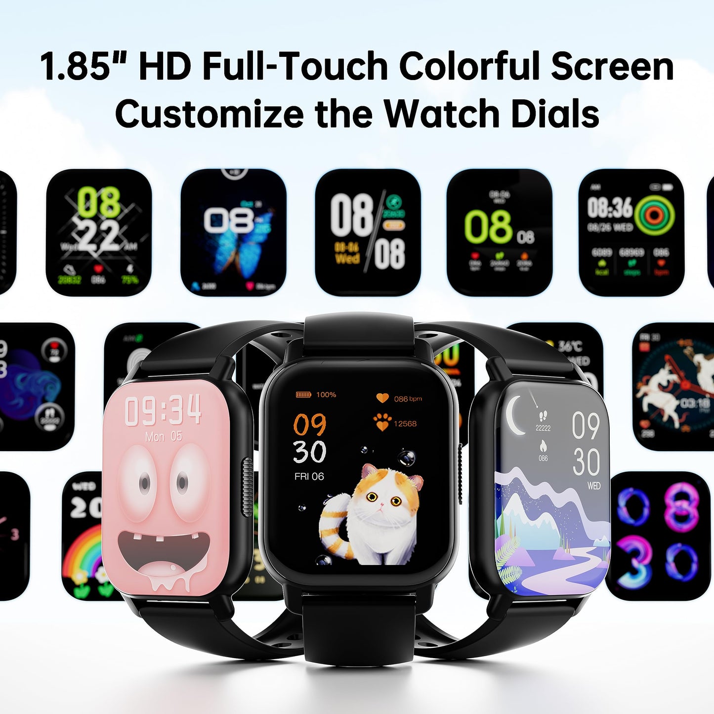 Smart Watch for Men & Women with Call Function, 1.95" HD Display, Heart Rate, SpO2, Sleep Tracker, 100+ Sports Modes, IP68 Waterproof Fitness Tracker for Android & iOS