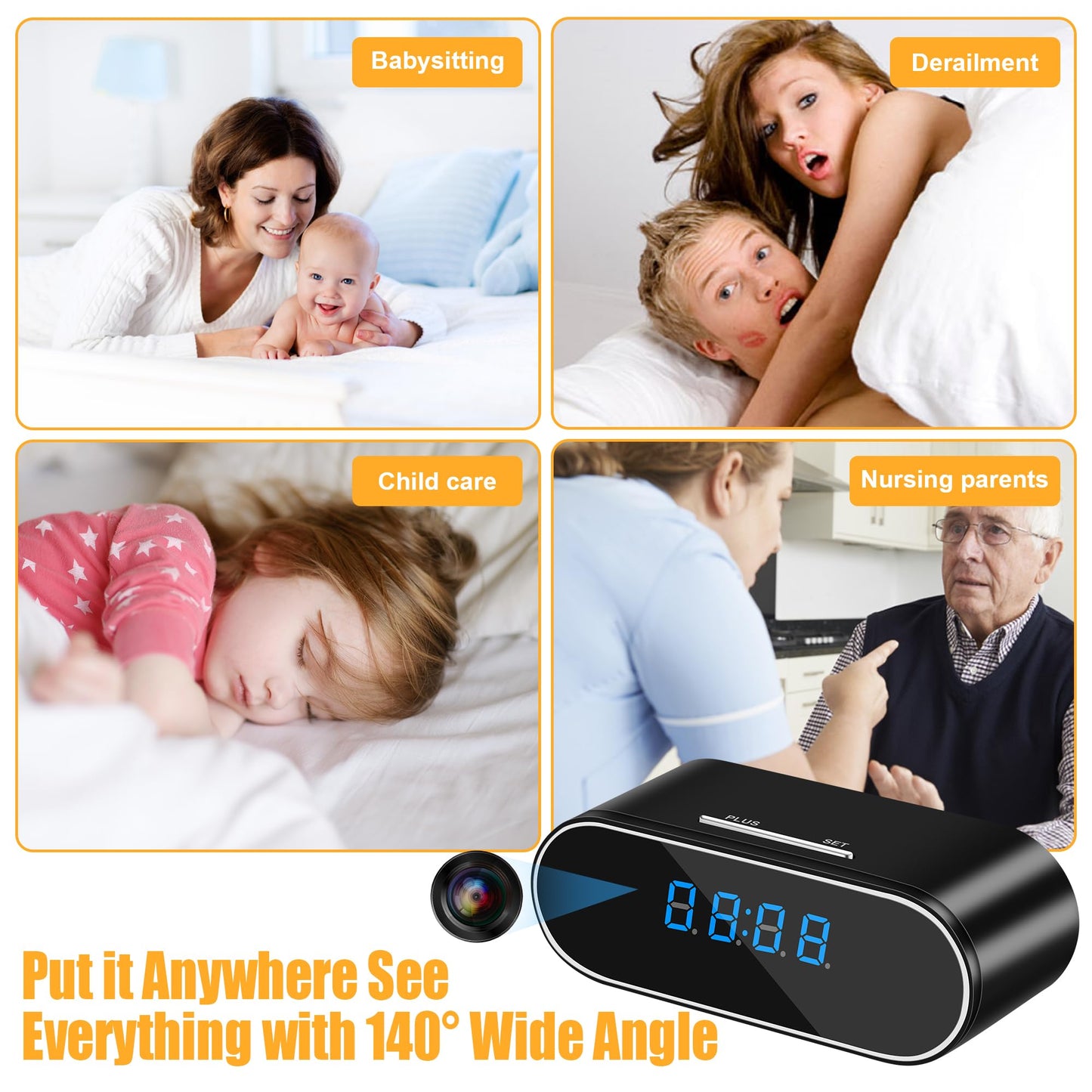 WiFi Spy Camera Clock 1080P HD Hidden Camera Wireless Small Hidden Camera for Home Security Mini Indoor Secret Surveillance Camera Nanny Cam with APP Control Night Vision and Motion Detection