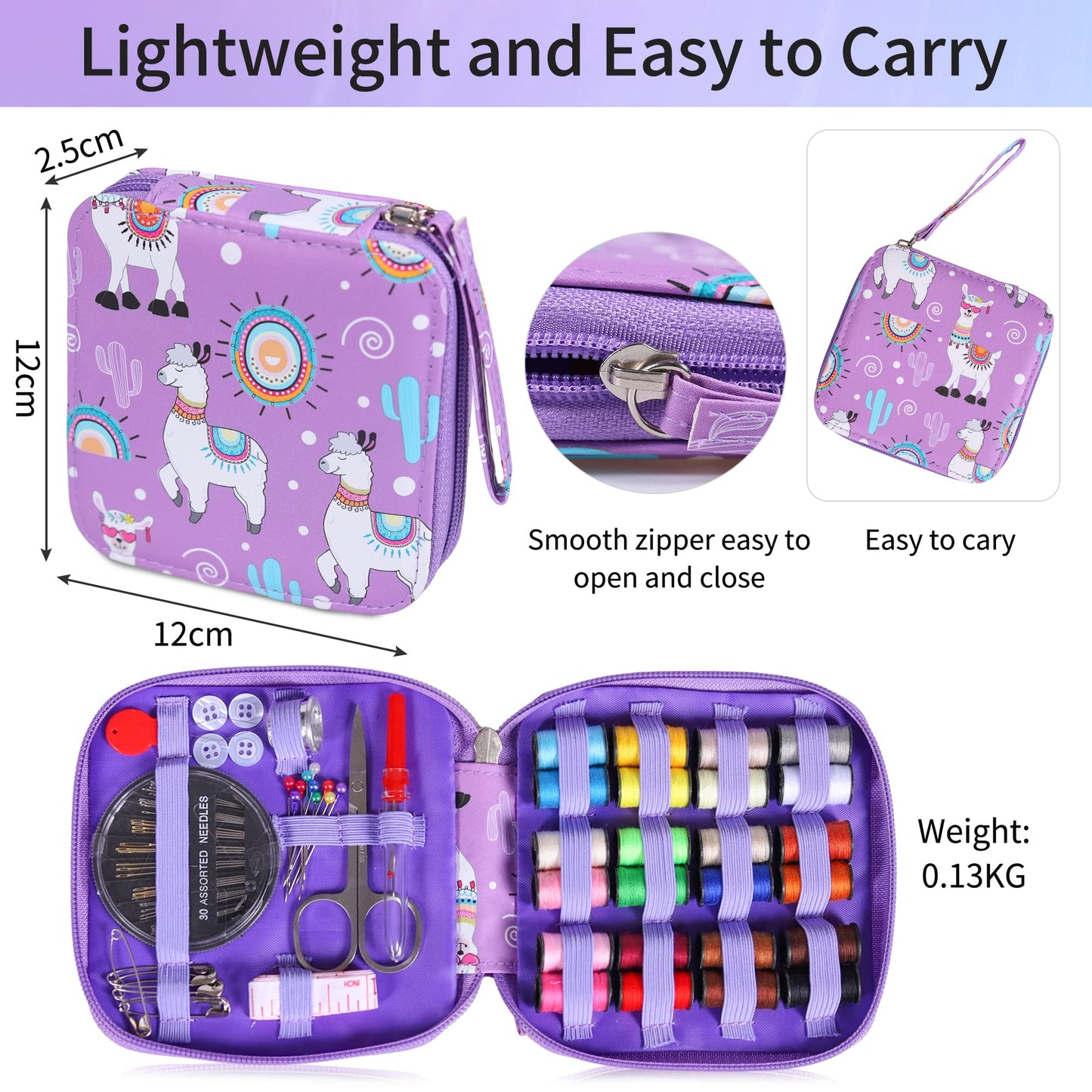 AUERVO Travel Mini Sewing Kit, Over 70 Premium Supplies, Filled with Needles, Scissors, Thimble, Thread, Tape Measure