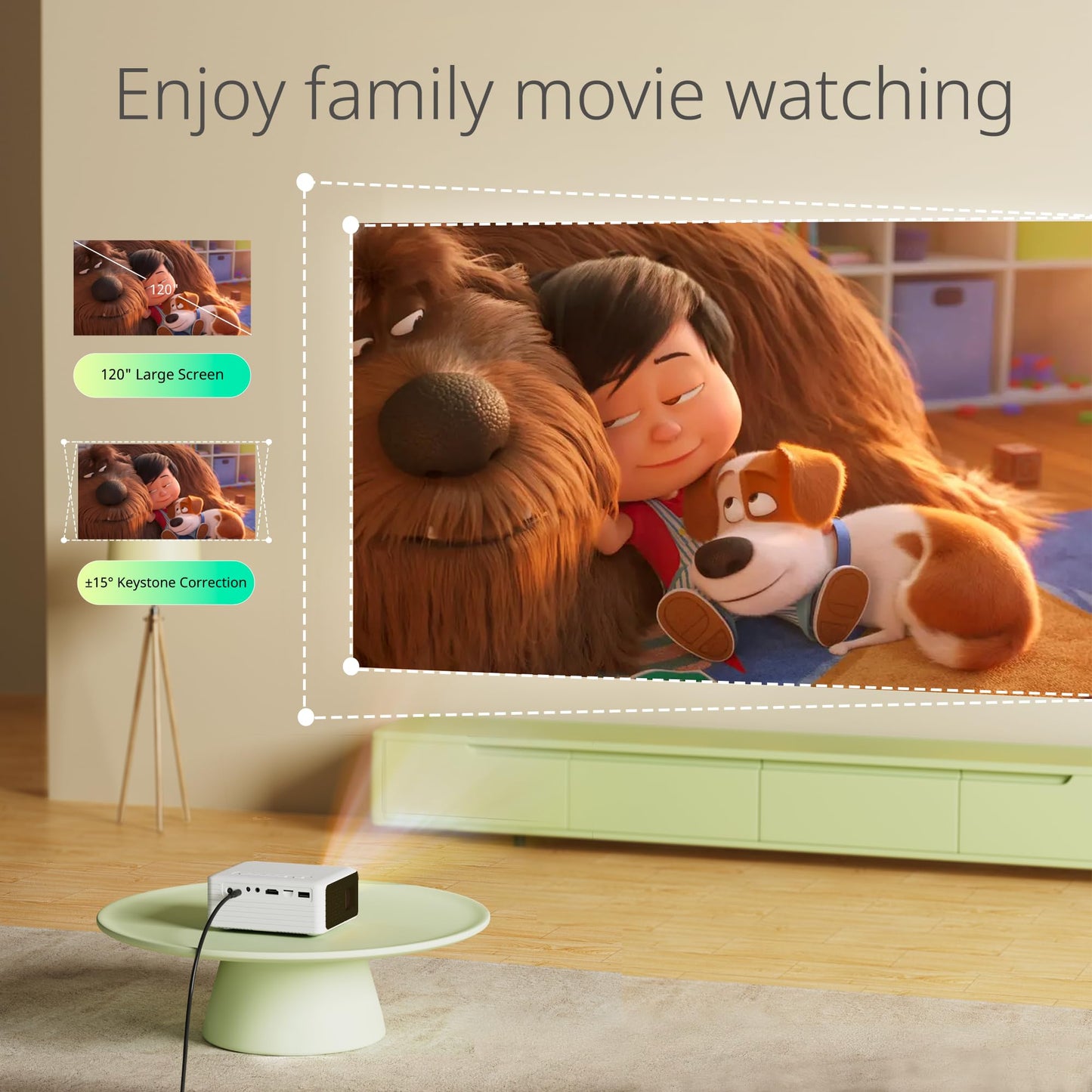 YOTON Y3 Mini Projector, Portable Phone Projector 1080P Full HD Support, Home Theater Movie Projector, Small Video Projector Compatible with HDMI,Smartphone,Tablet
