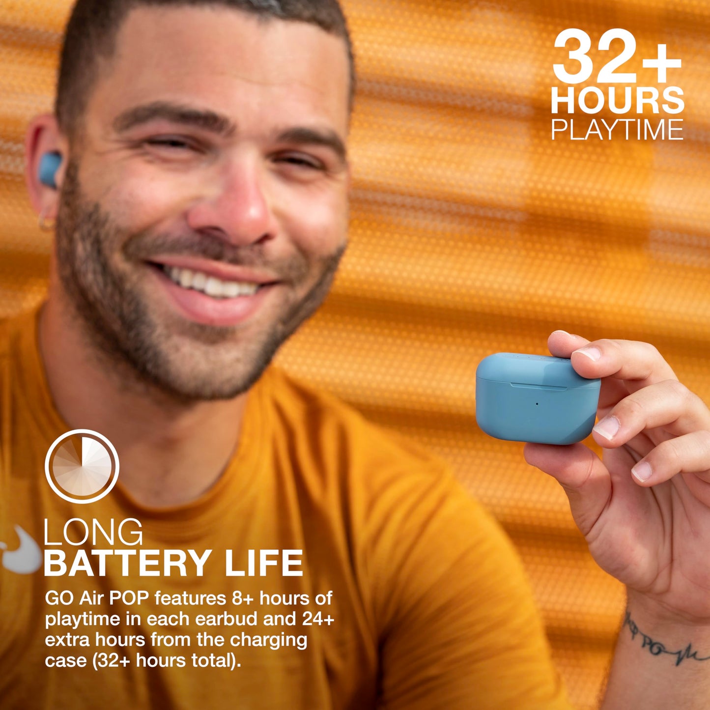 JLab Go Air Pop+ True Wireless Earbuds – Bluetooth Earphones with 35H Playtime, USB-C Charging Case, EQ3 Sound & Multipoint, Black