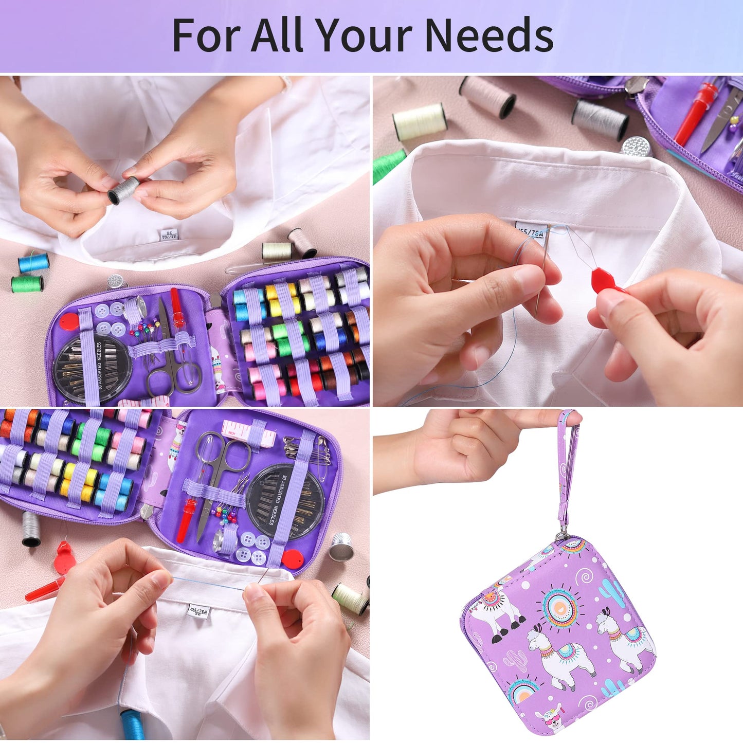 AUERVO Travel Mini Sewing Kit, Over 70 Premium Supplies, Filled with Needles, Scissors, Thimble, Thread, Tape Measure