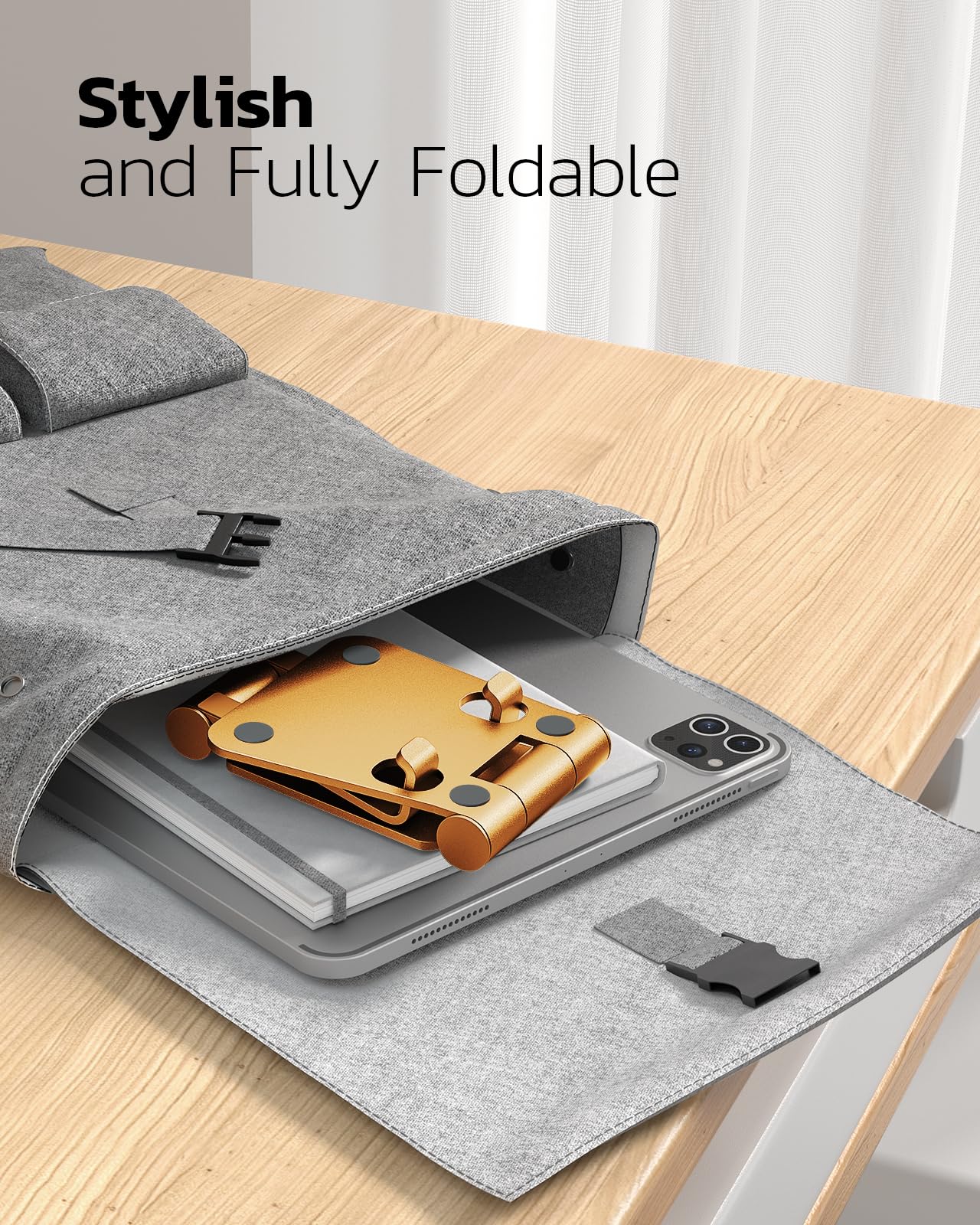 NULAXY Phone Stand, Fully Foldable Angle Height Adjustable Mobile Phone Holder Stand Dock Aluminum Desk Compatible with iPhone 15 14 13 12 11 Pro Max, HUAWEI, Galaxy, All Phones