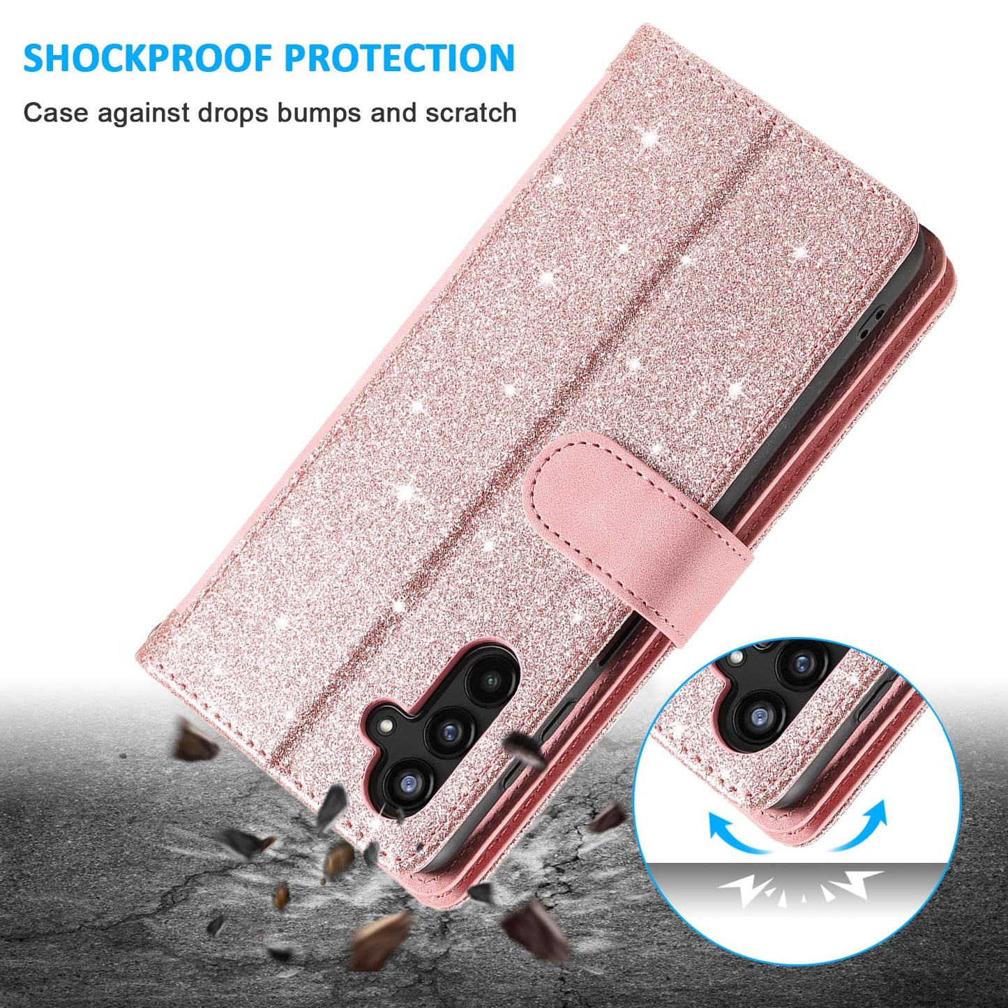 UEEBAI Wallet Case for Samsung Galaxy A15 – Retro PU Leather Flip Cover with 9 Card Slots, Zipper Pocket, Magnetic Closure, Kickstand & Wrist Strap, Shockproof Protective Case